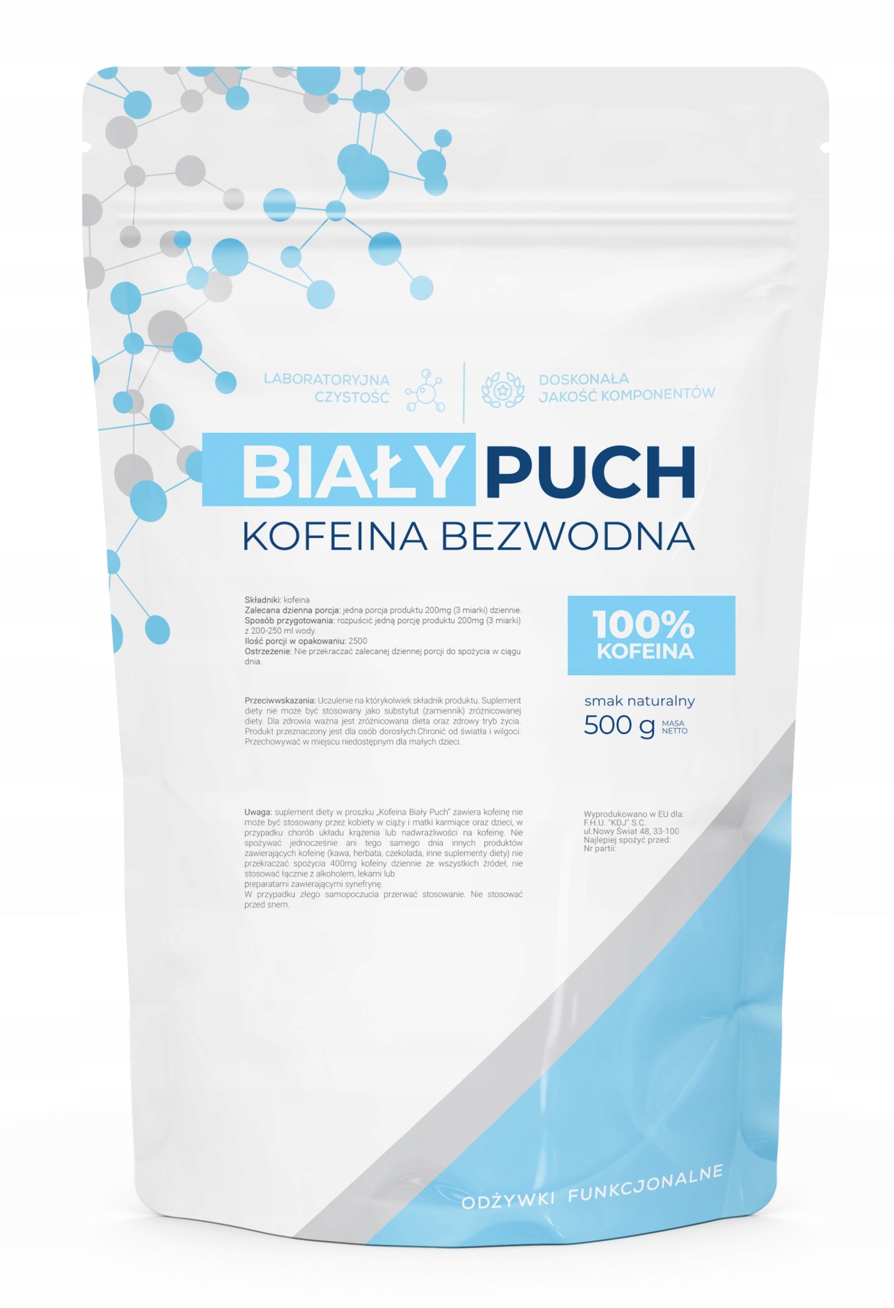 Biały Puch Caffeine Strong Pure 100% Energy Stimulation Concentration 500g