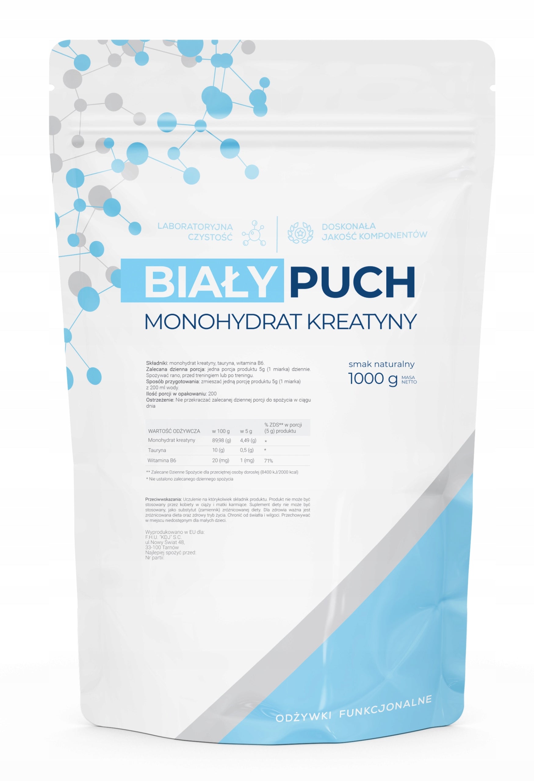 Biały Puch Creatine Monohydrate Creatine Mass Strength Energy 1000g