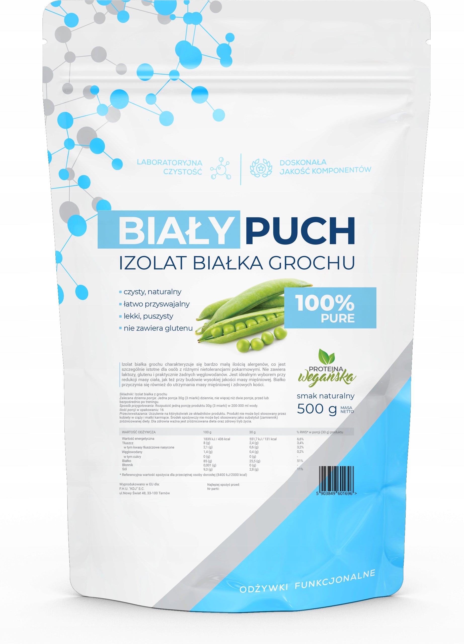 Biały Puch PEA Protein Isolate 85 % Vegan Protein Conditioner Vege 500g