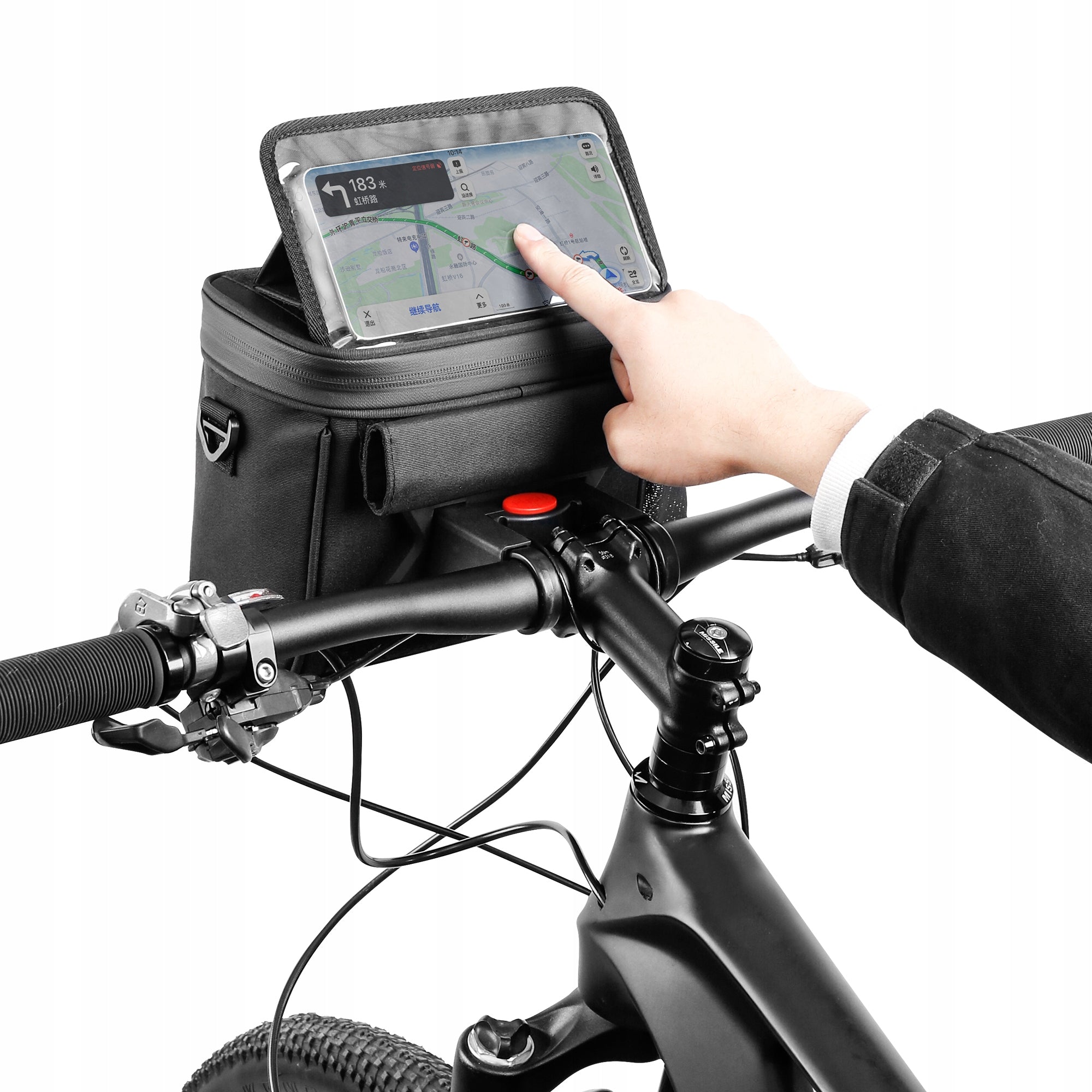 Bicycle Bag For Steering Wheel Pouch Phone Pocket Map GPS Navigation Kind front