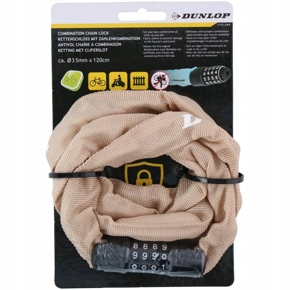 Bicycle Clasp DUNLOP Lock Bike Motor Scooter Chain 120cm cipher Color brown