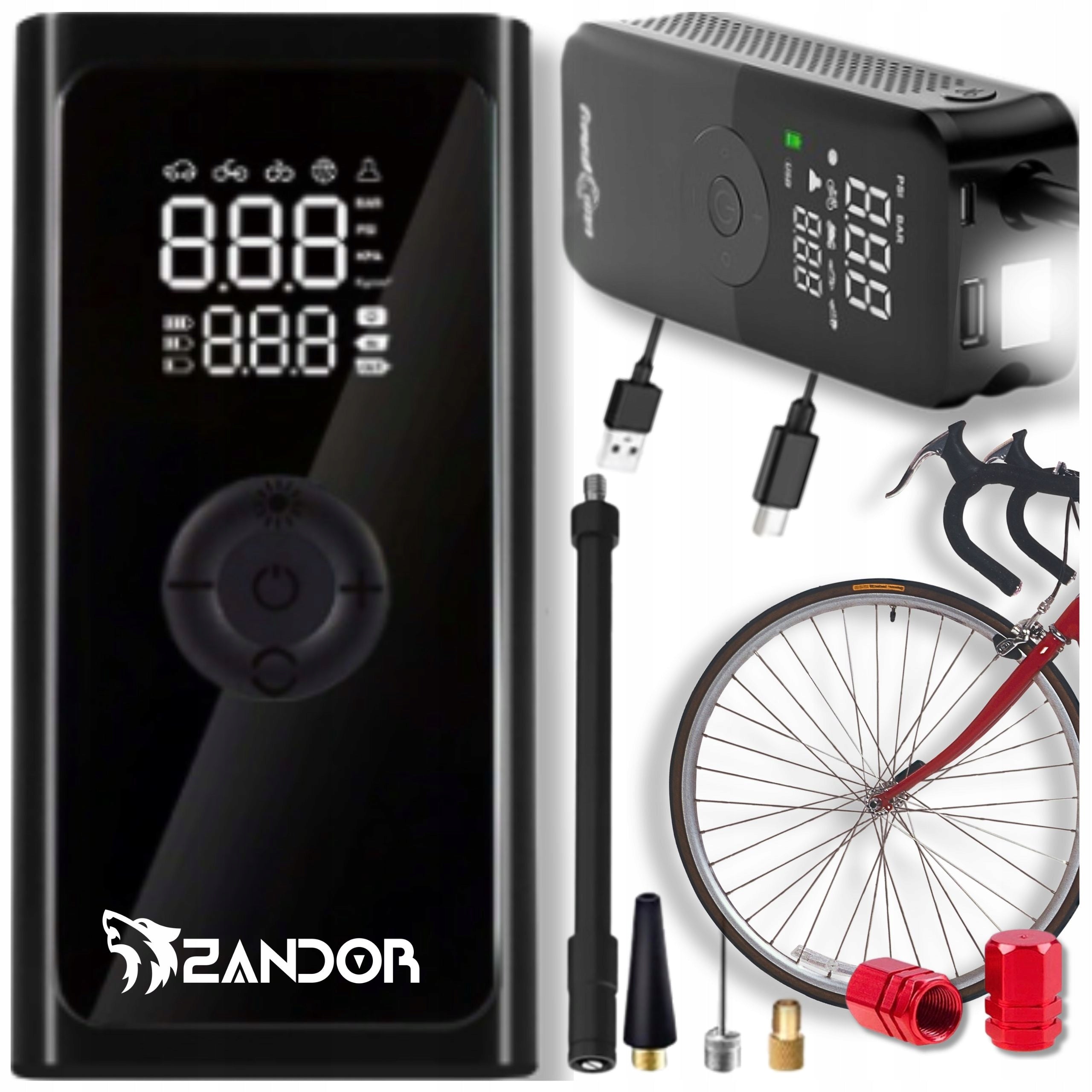 Bicycle Compressor Electric Car Pump Powerbank 5in1 Packaging status original