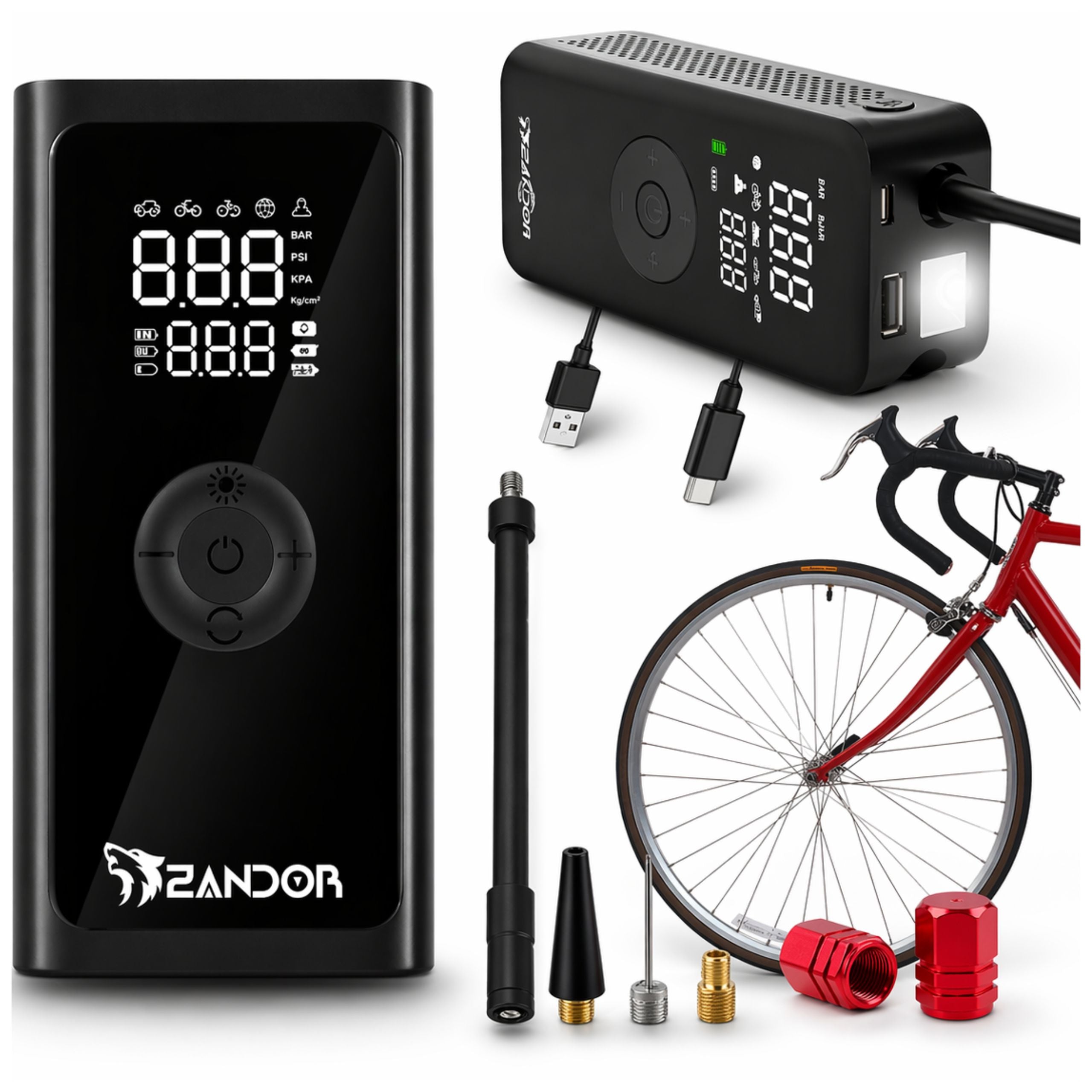 Bicycle Compressor Electric Car Pump Powerbank 5in1