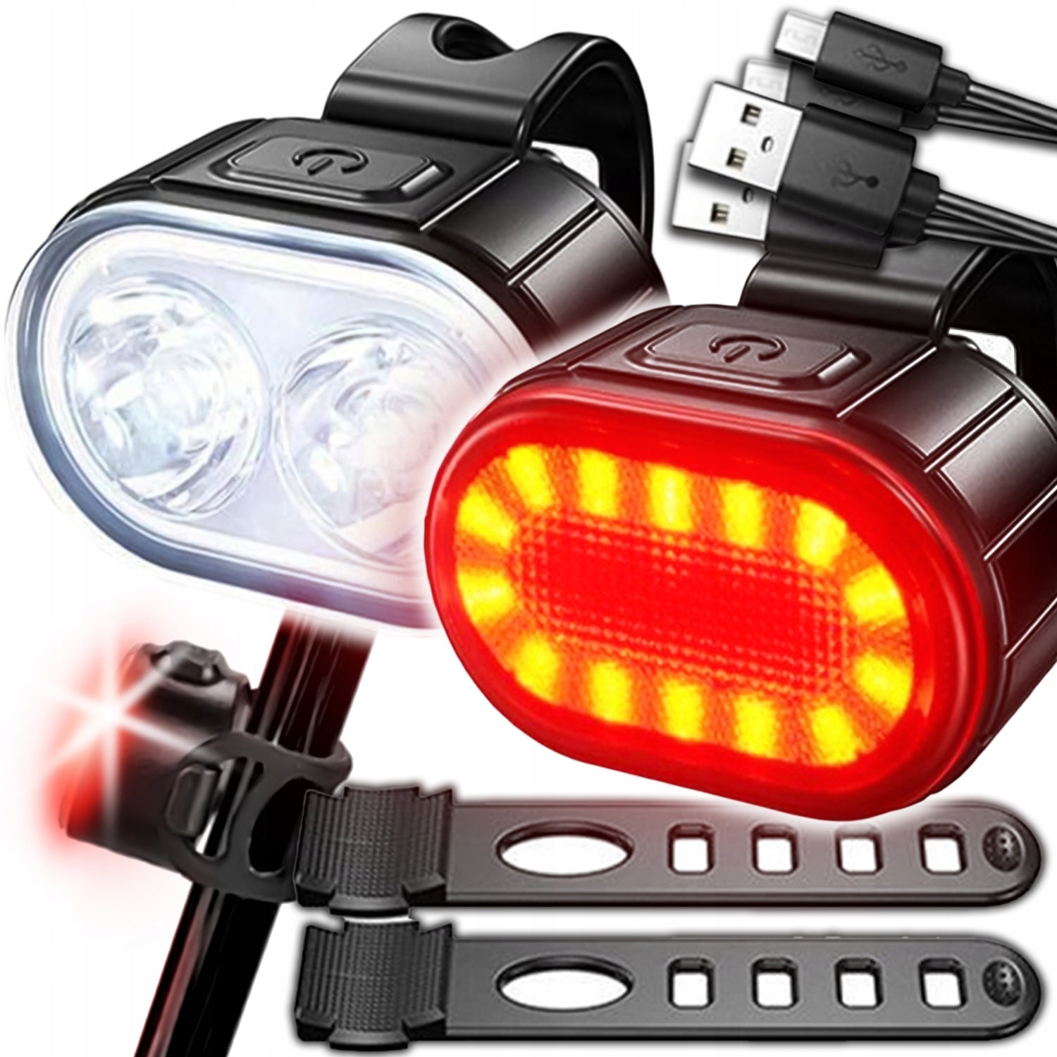 Bicycle Lamp Front Rear Bicycle Lamps Front Rear Led Rechargeable USB Brand no brand