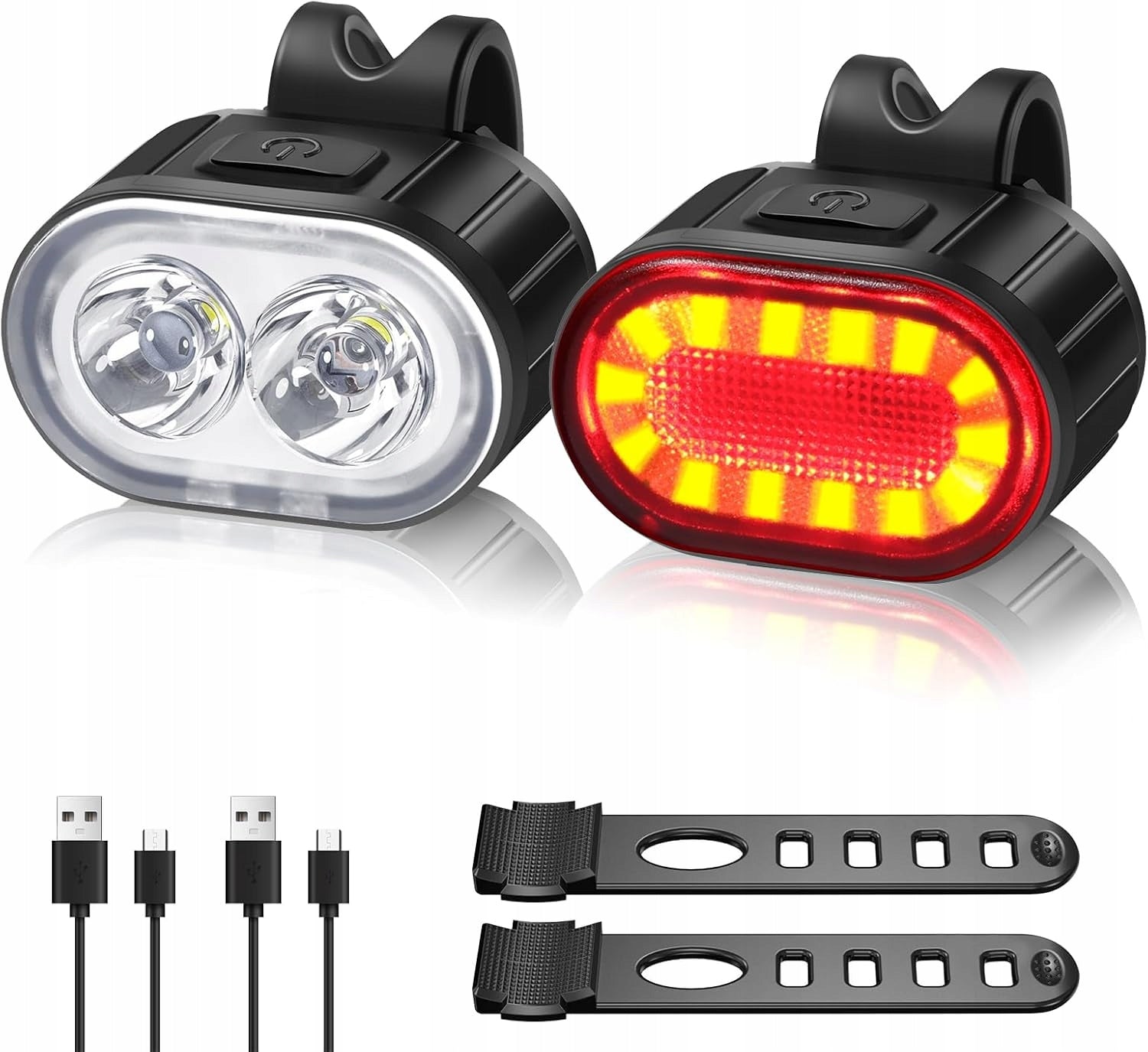 Bicycle Lamp Front Rear Bicycle Lamps Front Rear Led Rechargeable USB Color black
