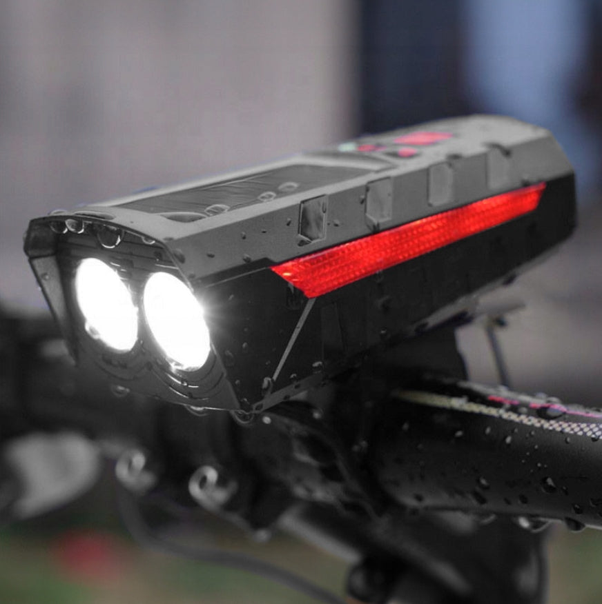 Bicycle Lamp Solar Steering Wheel Light USB Set Front + Rear LED Brand MEMFLOW