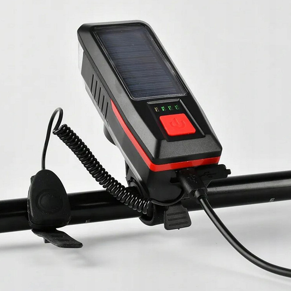 Bicycle Light Front REAR LED for Bike Handlebar Alarm 4in1 Solar Kind set
