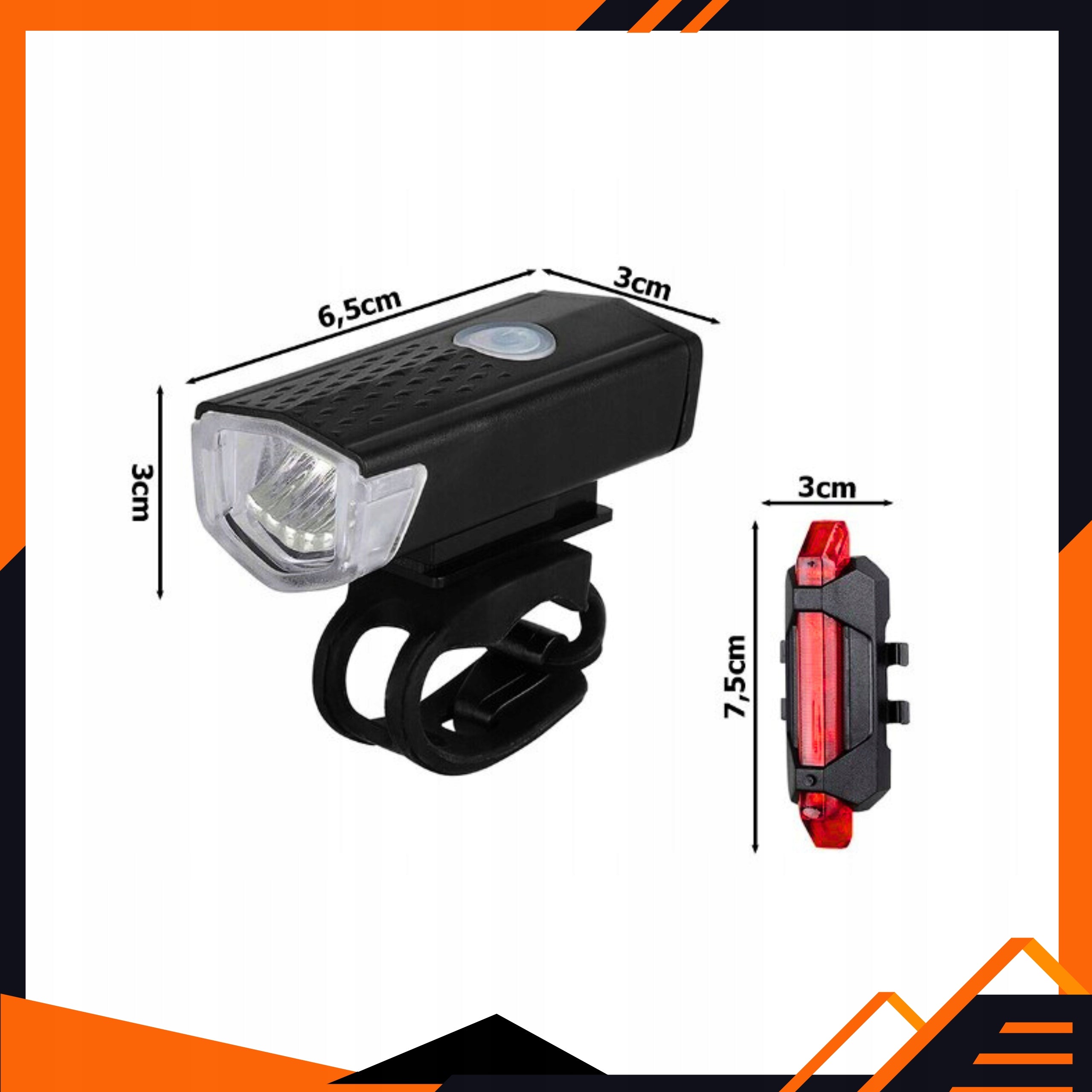 Bicycle Light Front and Rear LED USB Rechargeable Bike Lighting Model Lampka Rowerowa Vedor 5254