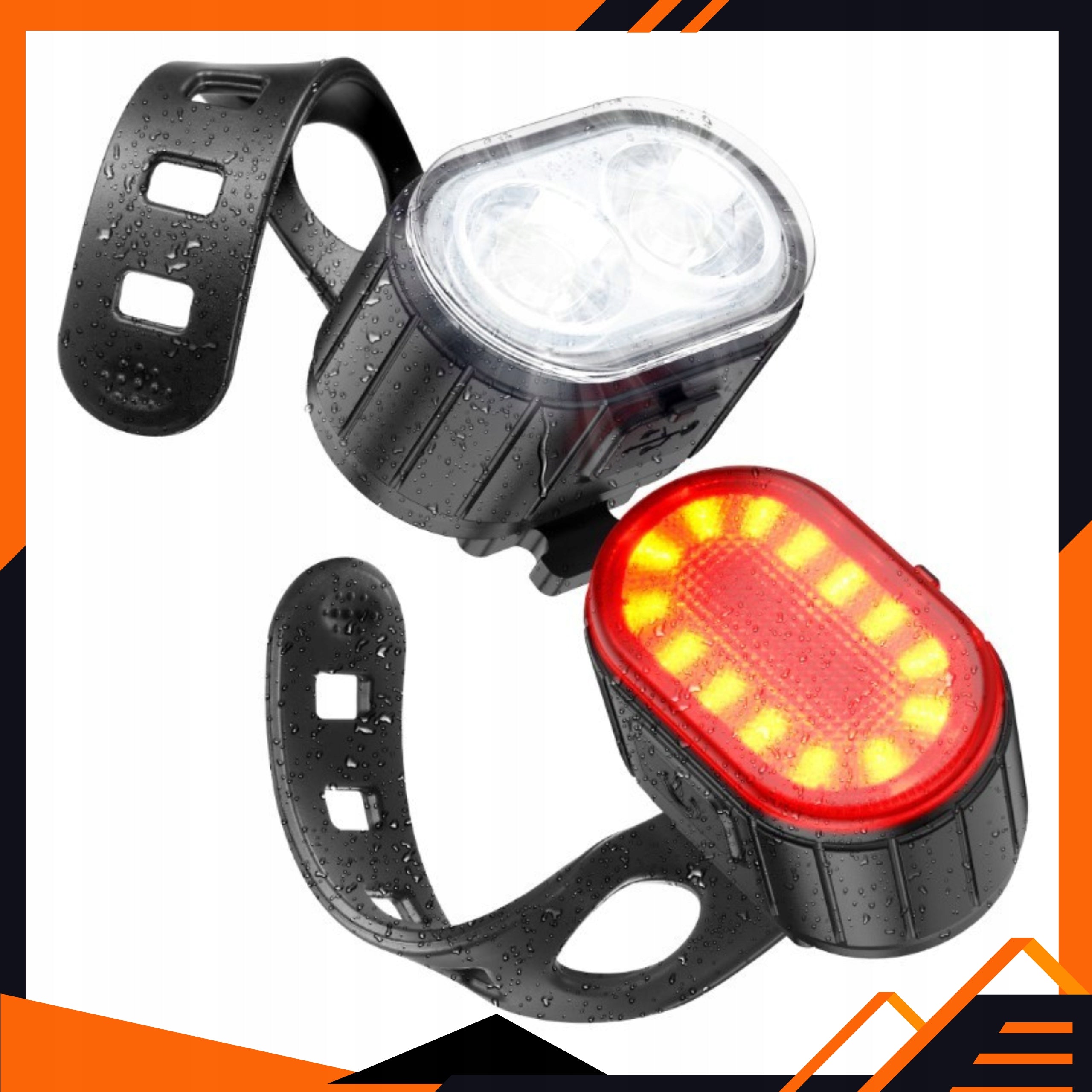 Bicycle Light Front and Rear USB Rechargeable LED Lighting Kit Manufacturer code Lampka Rowerowa Zestaw Vedor 7262