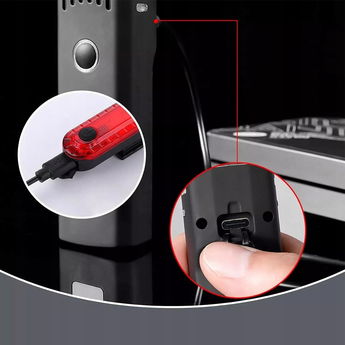 Bicycle Light Set Rear LED USB Waterproof Color black