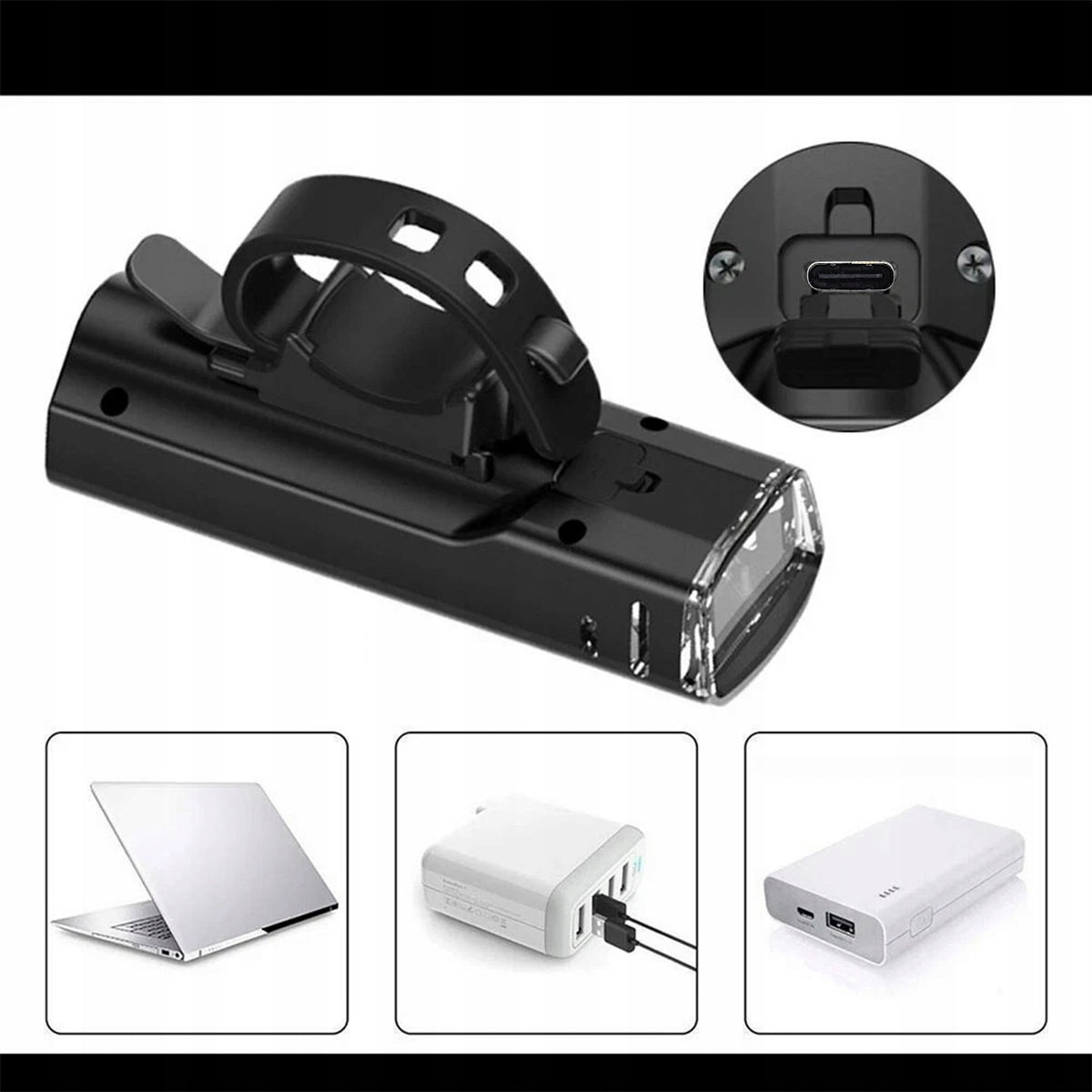 Bicycle Light Set Rear LED USB Waterproof Power supply rechargeable battery
