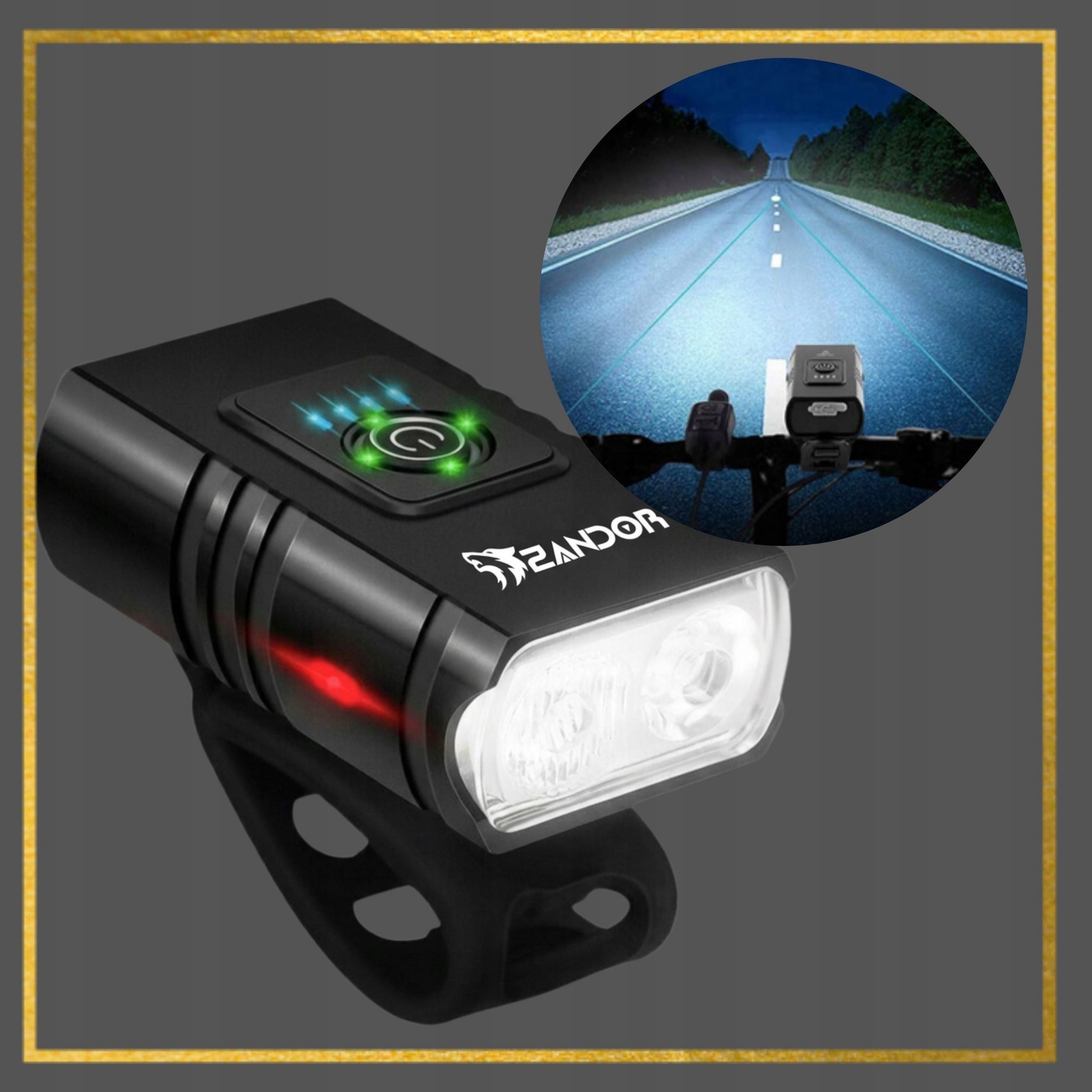 Bicycle Light Strong Lighting Front Rear Flashlight For USB LED Handlebars Brand Zandor