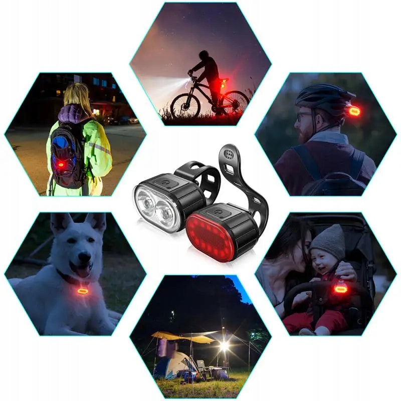 Bicycle Lighting FRONT AND REAR BICYCLE LIGHT SET 800 lm USB Manufacturer code 4439