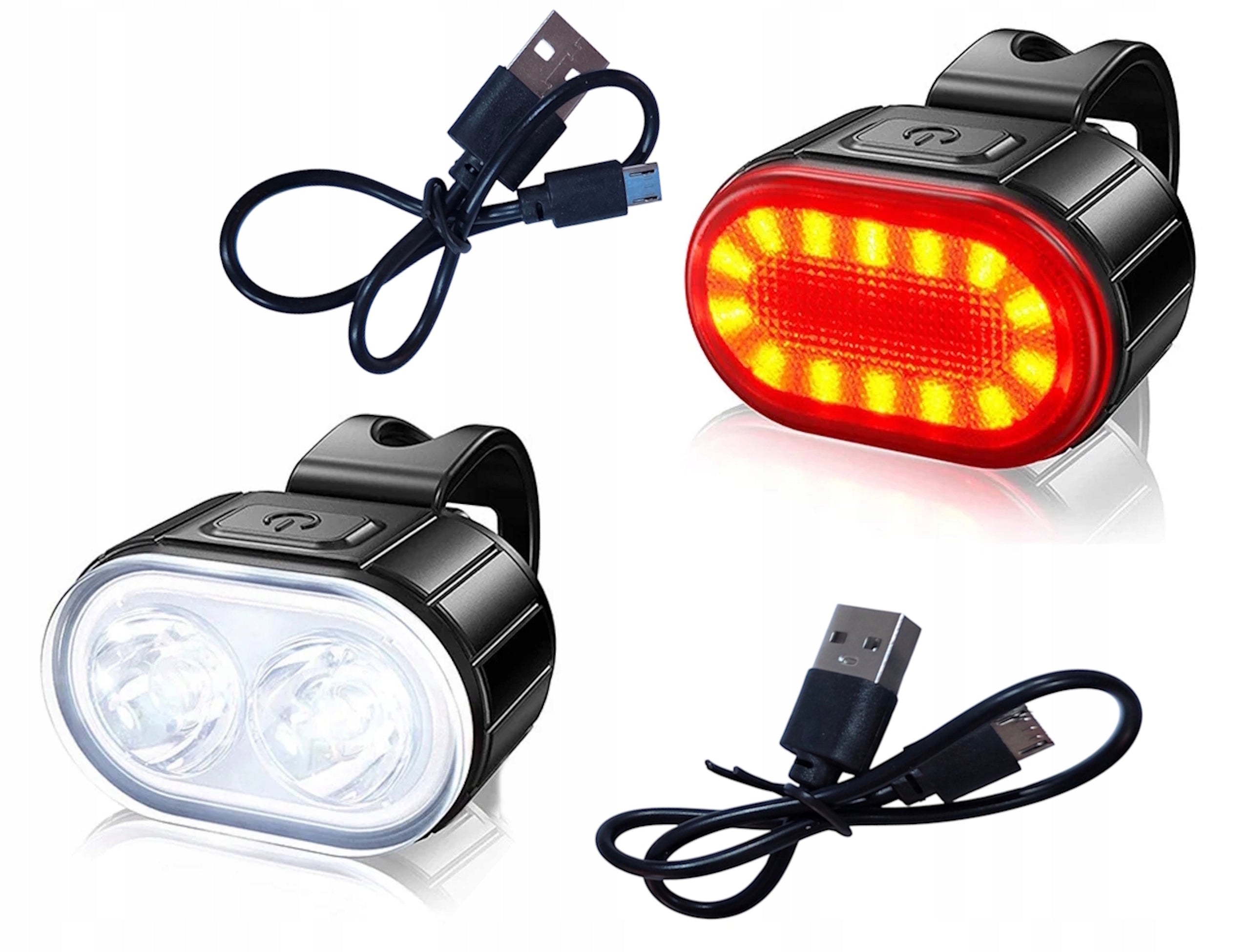 Bicycle Lighting FRONT AND REAR BICYCLE LIGHT SET 800 lm USB
