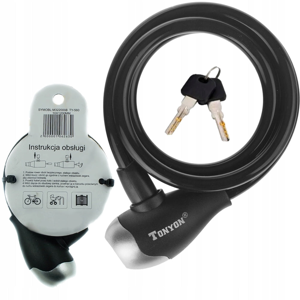 Bicycle Lock CLASP 120x10 CABLE TONYON KEY