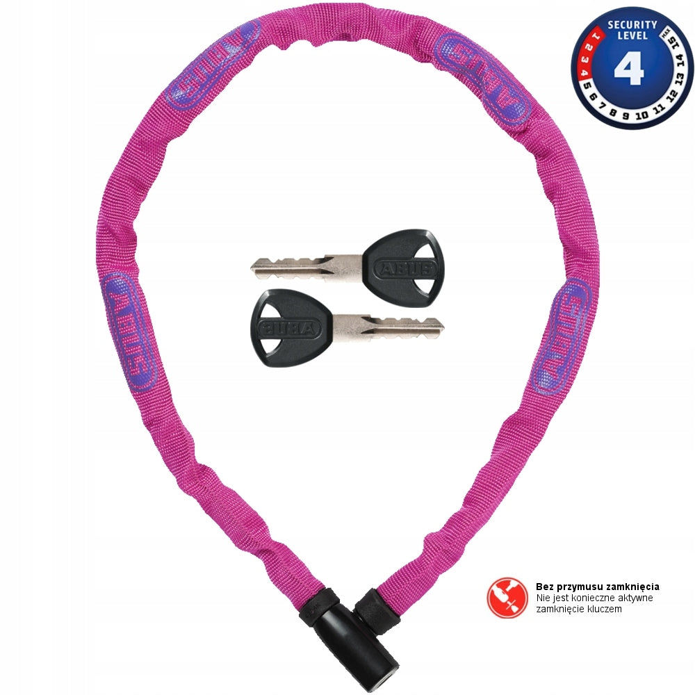 Bicycle Lock Chain ABUS 4804K/75 Steel O Chain PINK Manufacturer code 4804K