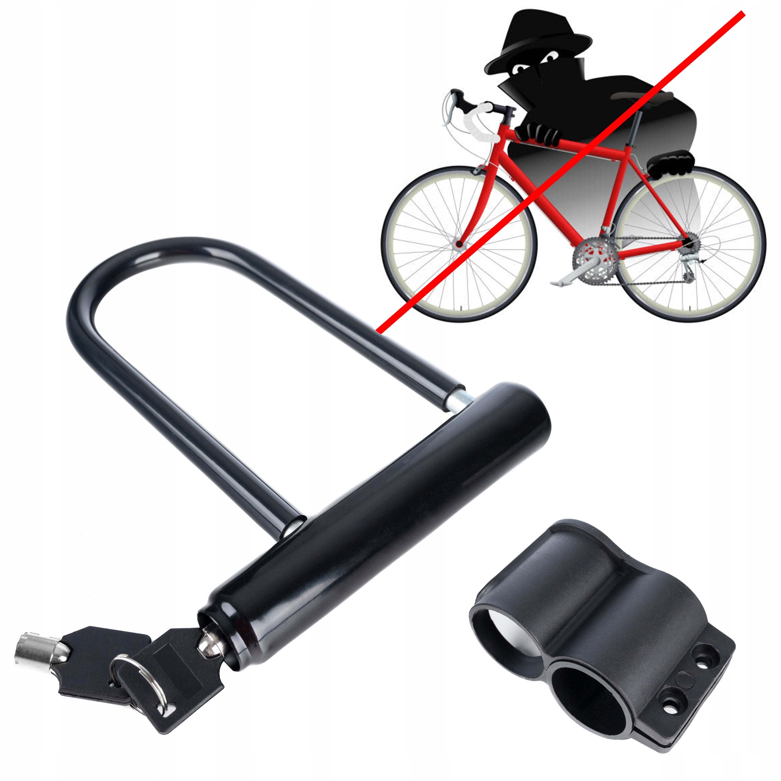 Bicycle Lock Closure Steel Security Lock Type U-Lock With Key Weight 400 g