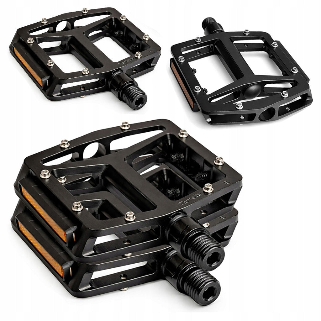 Bicycle Pedals Aluminum Platform Reflectors Polymer Bearing With Pins