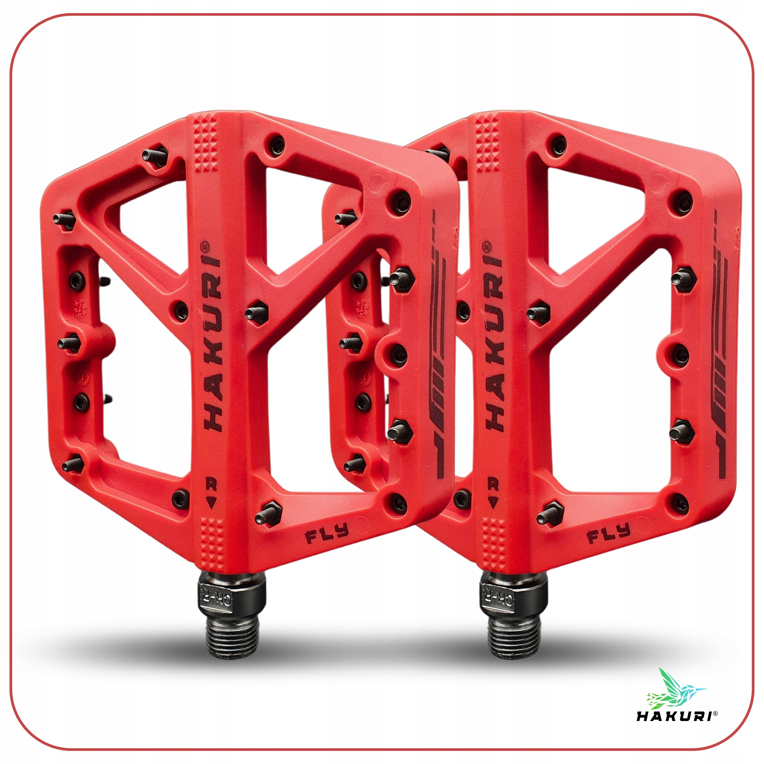 Bicycle Pedals NYLON Machine Beds Lightweight with Pins Red MTB RED Packaging status original