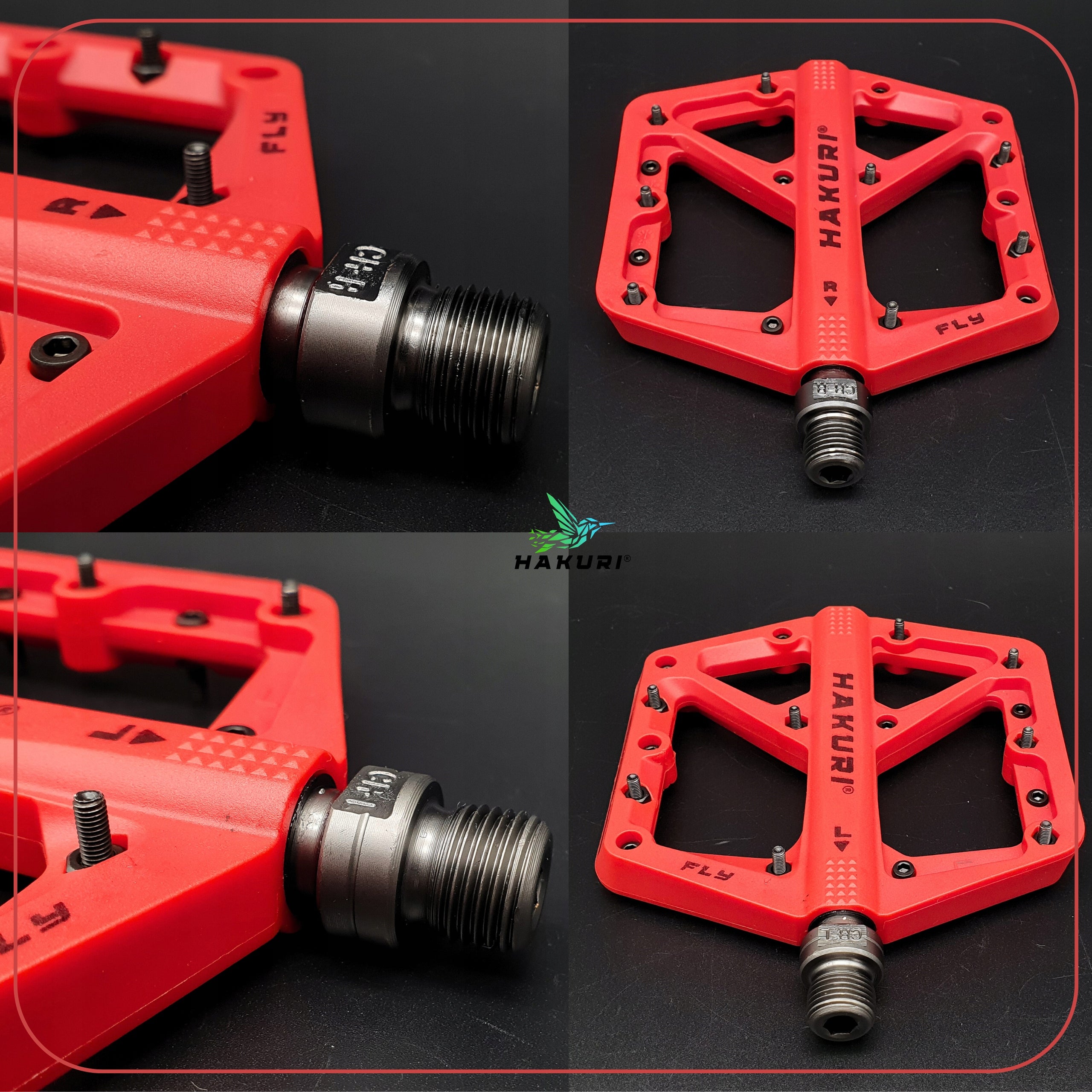 Bicycle Pedals NYLON Machine Beds Lightweight with Pins Red MTB RED Weight 338 g