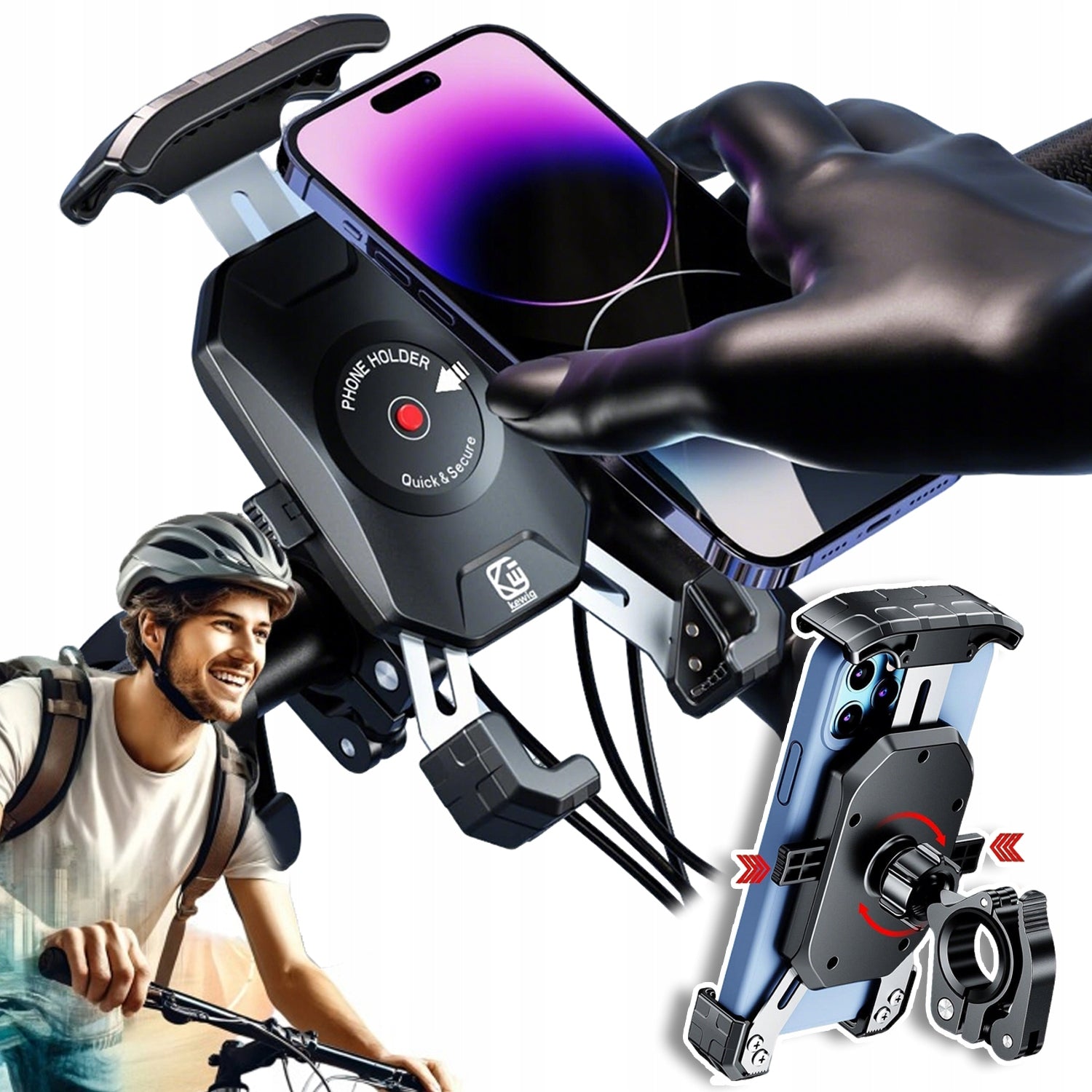 Bicycle Phone Holder Motorcycle Holder Active Shock Absorption for Bicycle