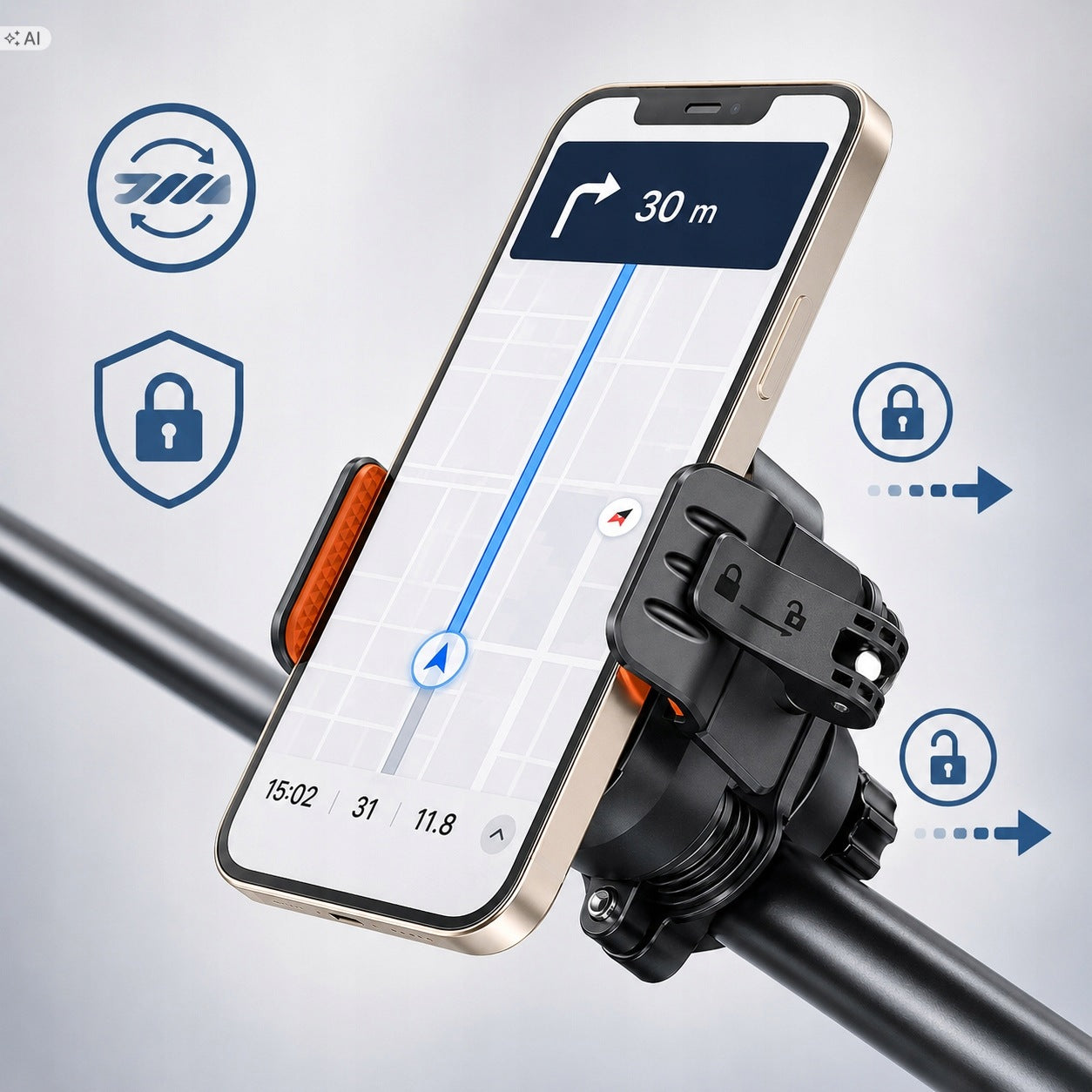 Bicycle Phone Holder Motorcycle Phone Holder with Shock Absorption ALBITEL Manufacturer code ABM-03
