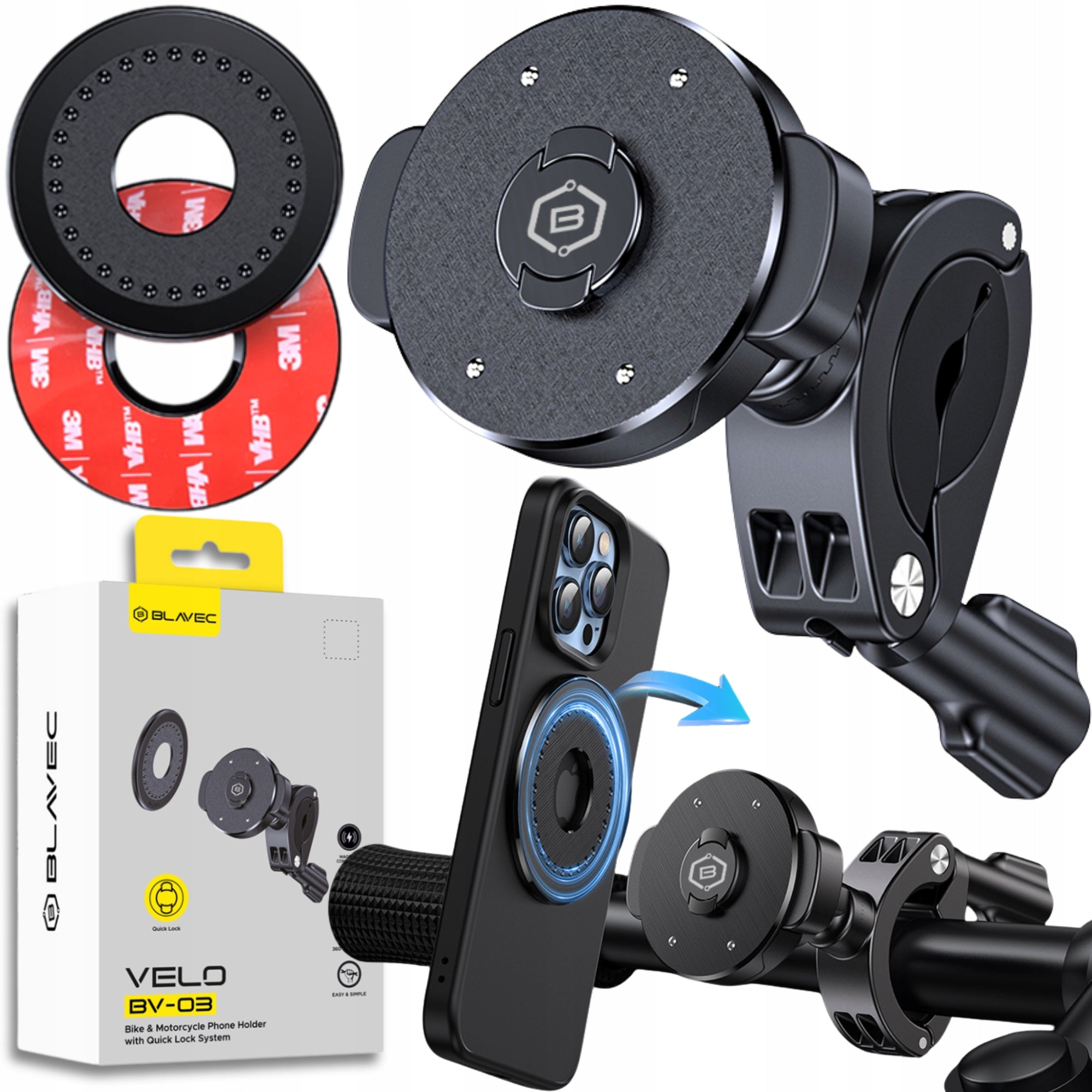 Bicycle Phone Holder Motorcycle Steering Wheel Holder Magsafe 360°