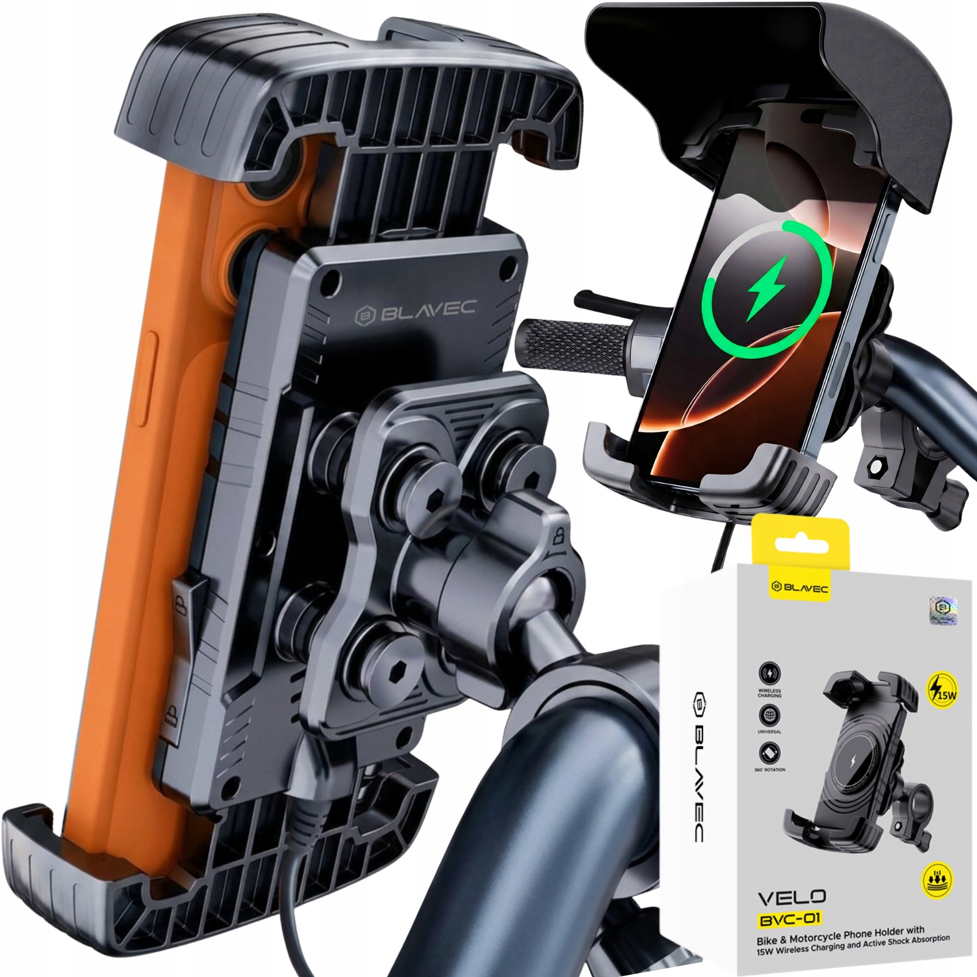 Bicycle Phone Holder with Induction Charger 15W Motorcycle for Bicycle