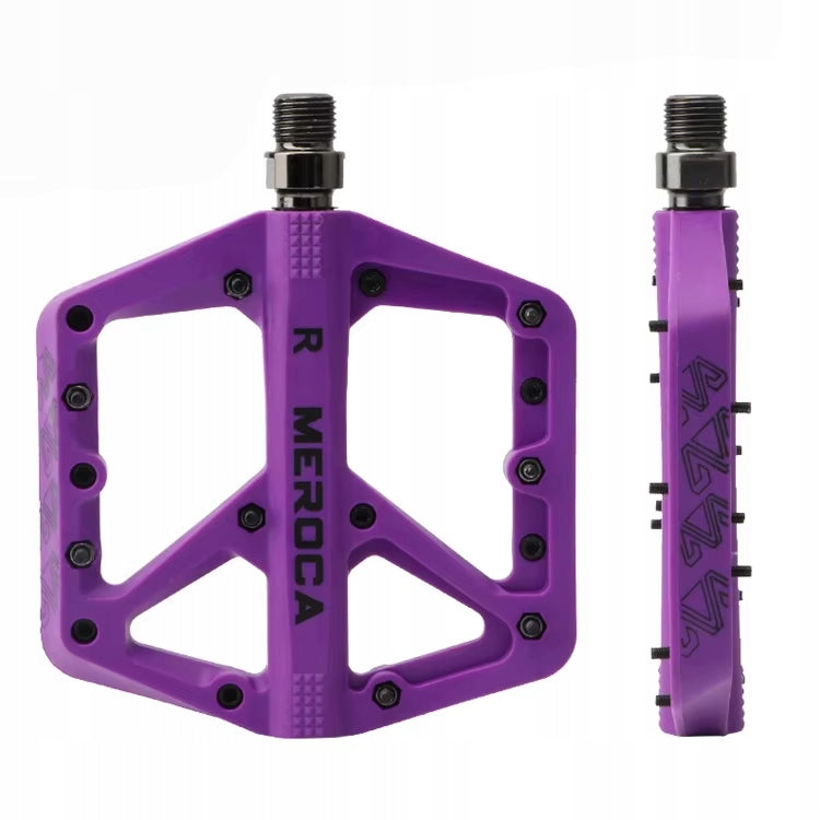 Bicycle Platform Pedals MEROCA Large MTB BMX Platforms Purple Model Pedały platformowe z pinami