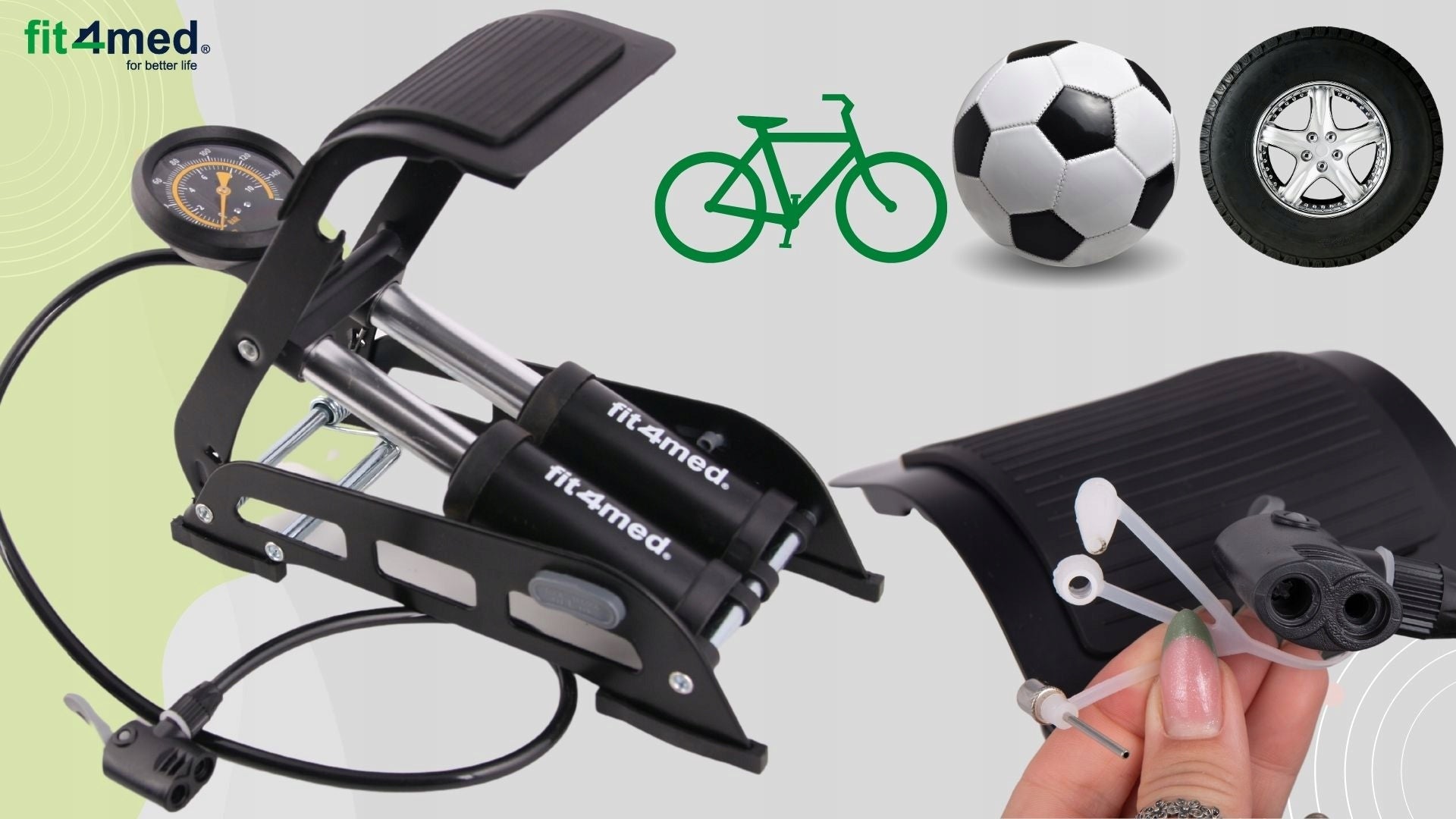 Bicycle PoMPka with foot pressure gauge 11 bar floor solid quickly pumps Dominant material metal
