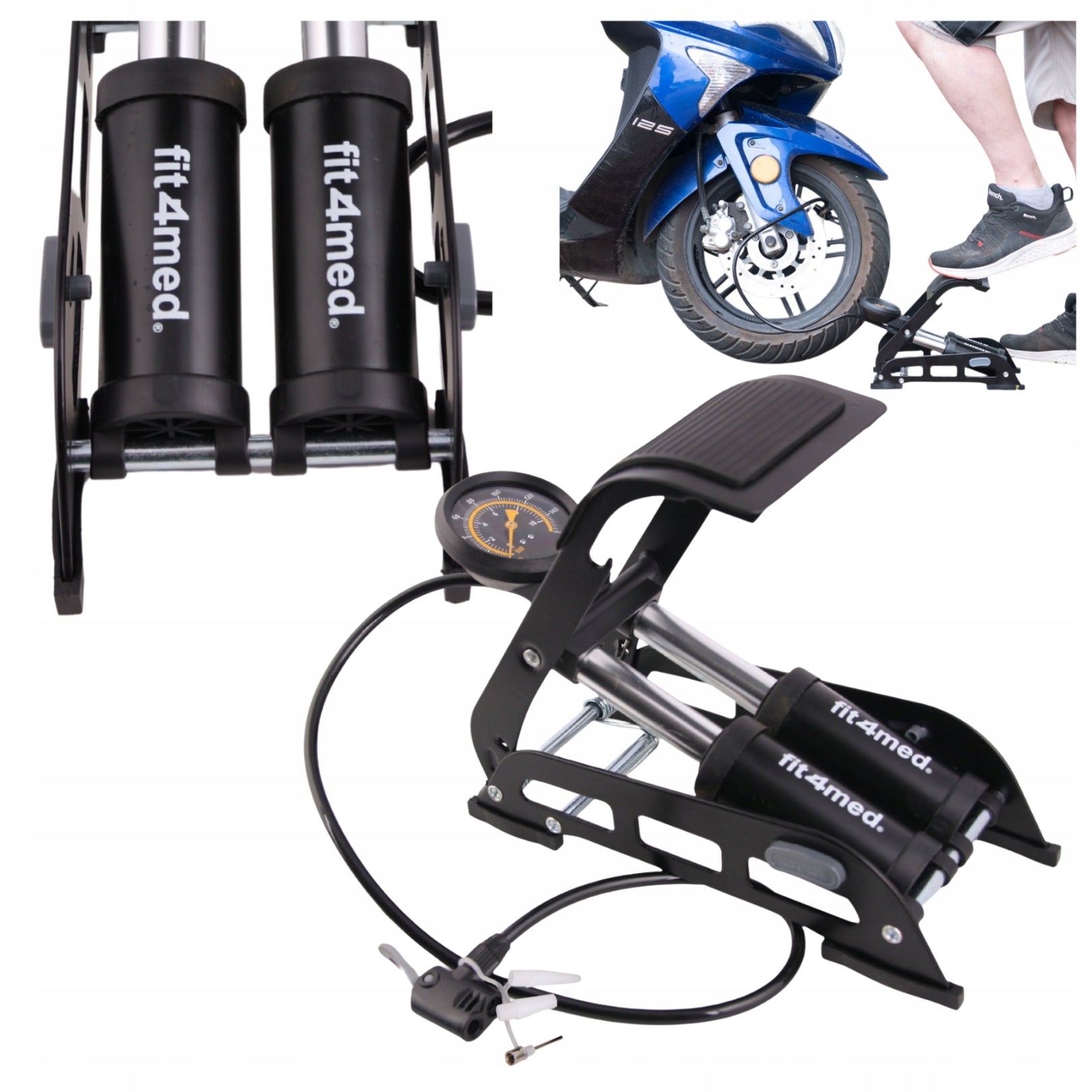 Bicycle PoMPka with foot pressure gauge 11 bar floor solid quickly pumps