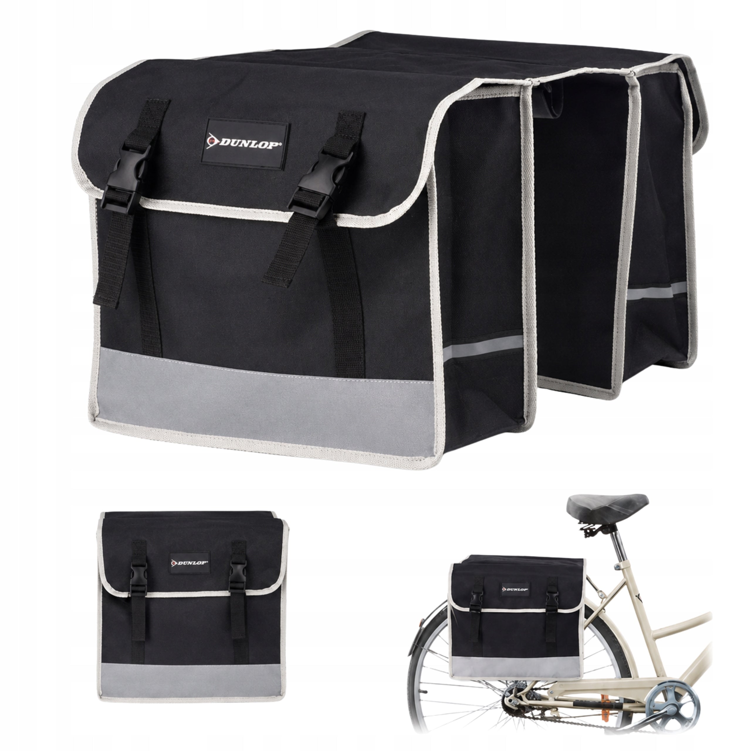 Bicycle Pouch Bag Double For Luggage Rack 2x13L Reflectors