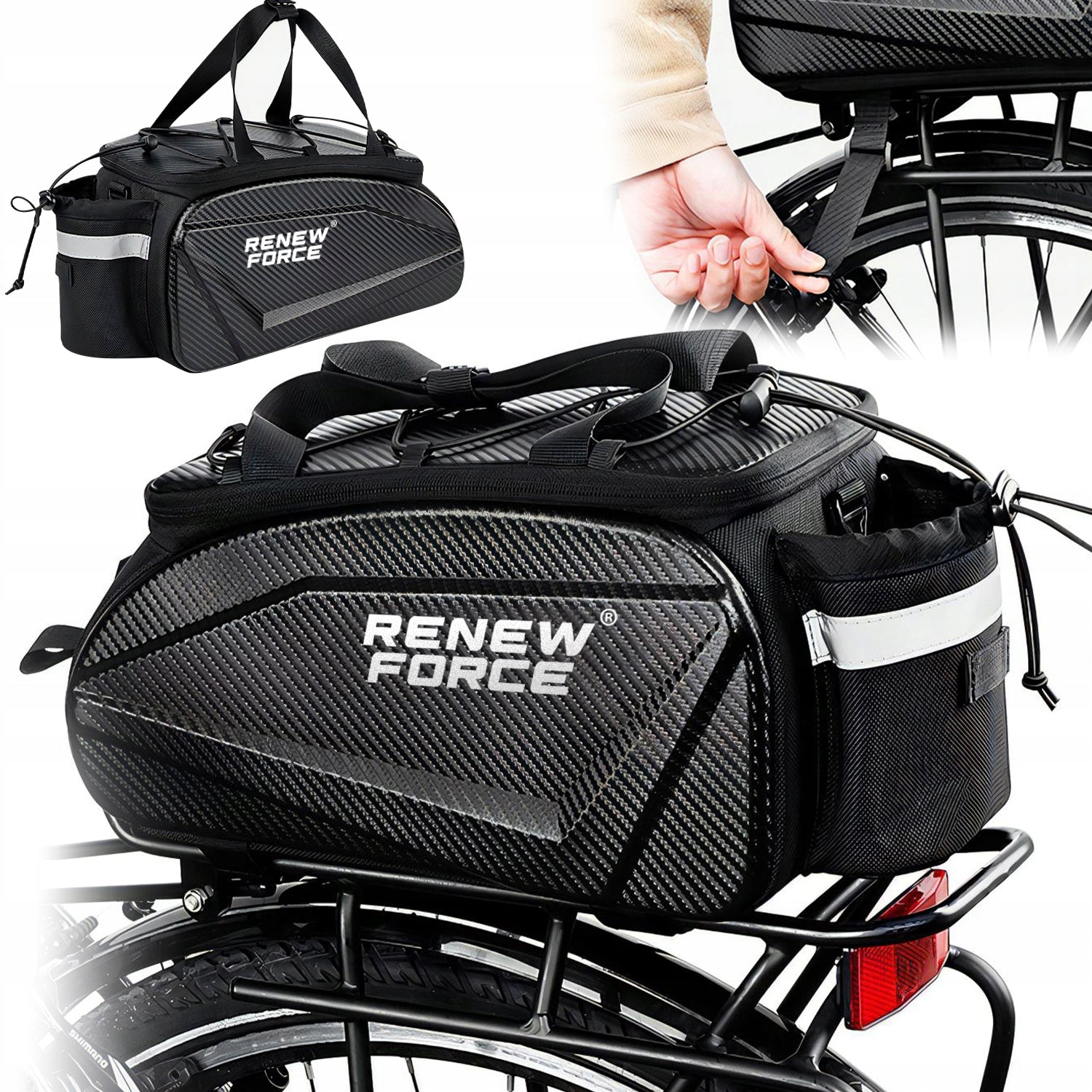 Bicycle Pouch Bag Rear for Bike Rack Waterproof CARBON LIGHTWEIGHT