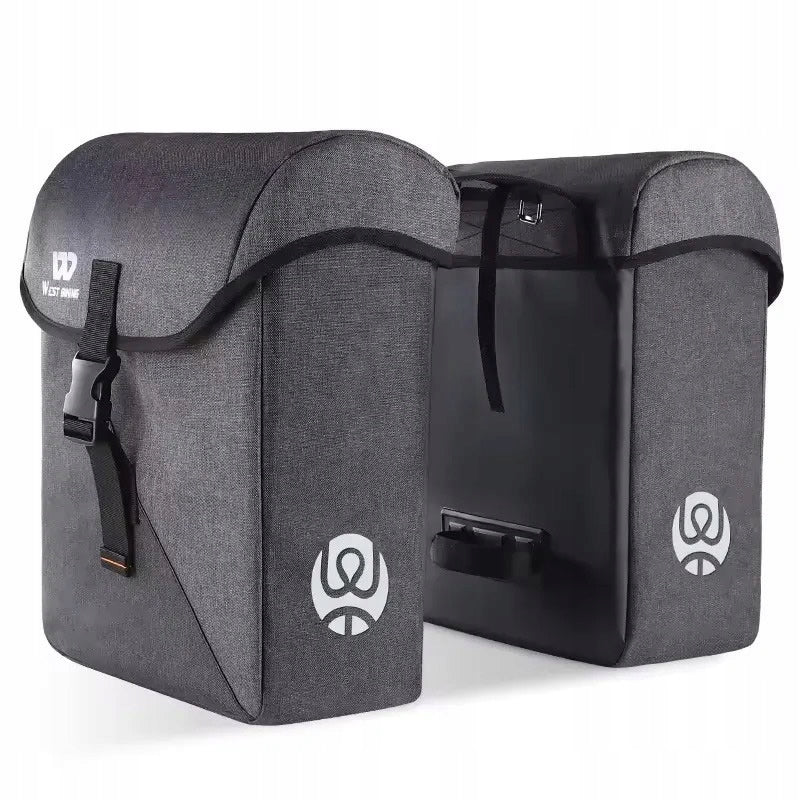 Bicycle Pouches Grey for Luggage Rack West Biking 35l waterproof double pouch