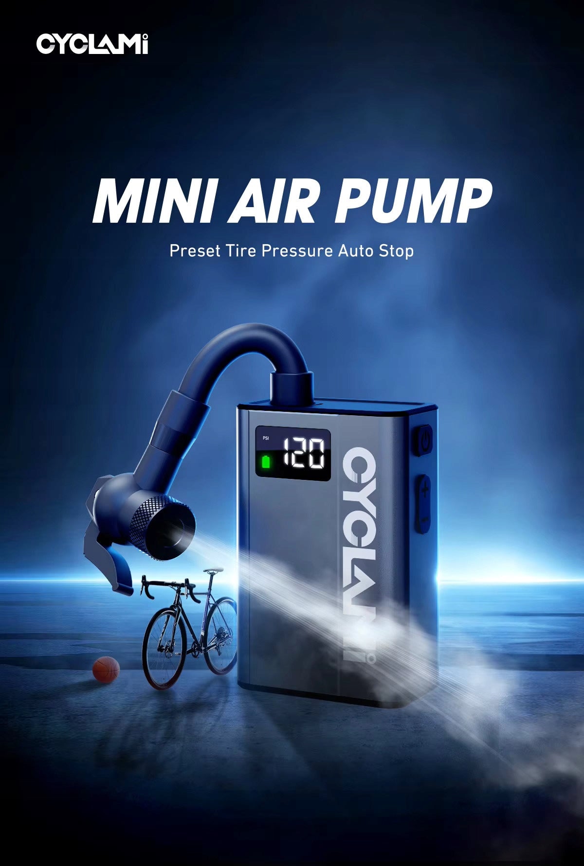 Bicycle Pump Mini Electric Cordless Compressor 100 PSI MTB Road Manufacturer code E1-TEAM
