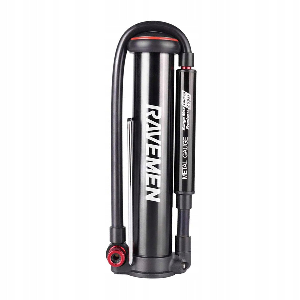 Bicycle Pump RAVEMEN MP02 220PSI, Pressure Gauge, Nozzle T