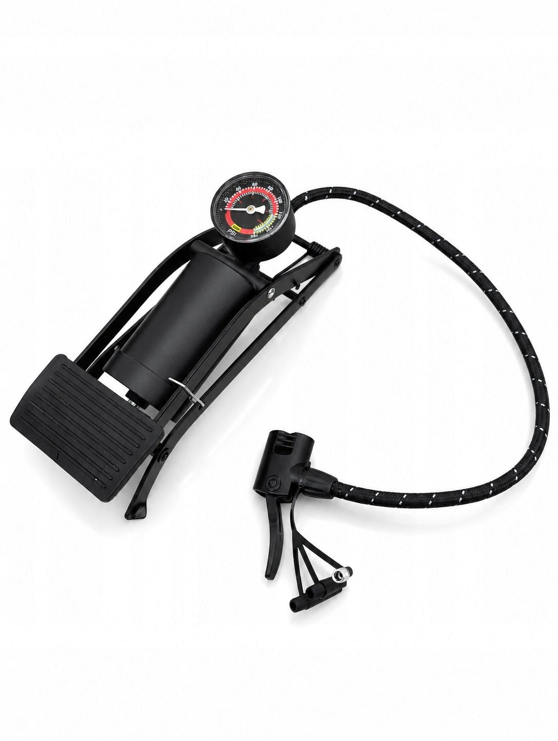 Bicycle Pump With Pressure Gauge Floor Foot For Ball Bike