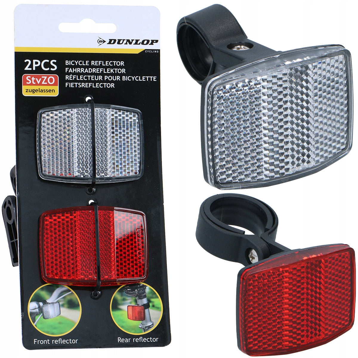 Bicycle Reflectors Front Rear Bike Reflector Set Universal Dunlop