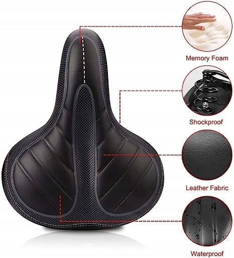Bicycle Saddle Ergonomic Spring 200mm Comfortable Wide Color black
