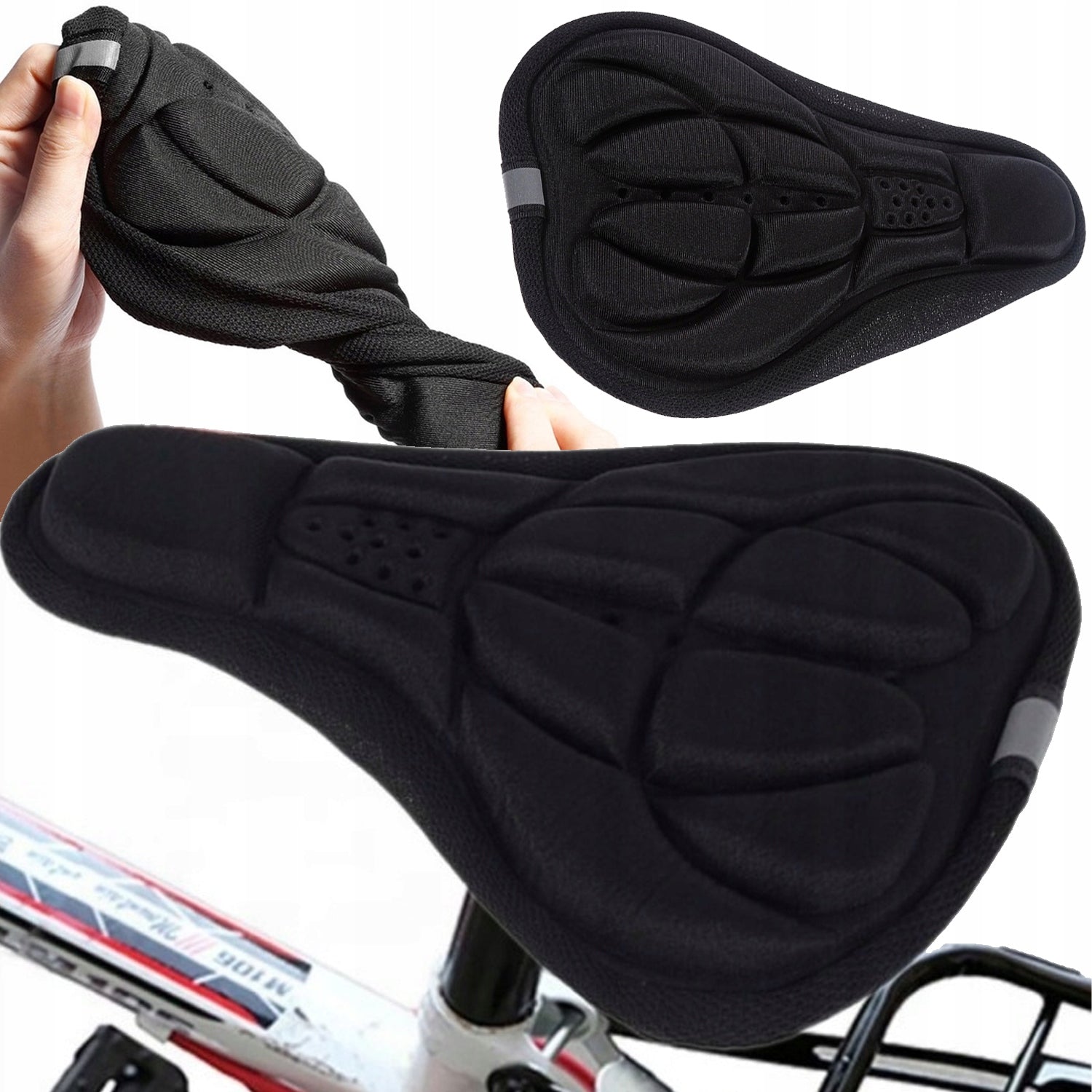 Bicycle Saddle Gel Cover Bicycle Cover Black Soft Gel
