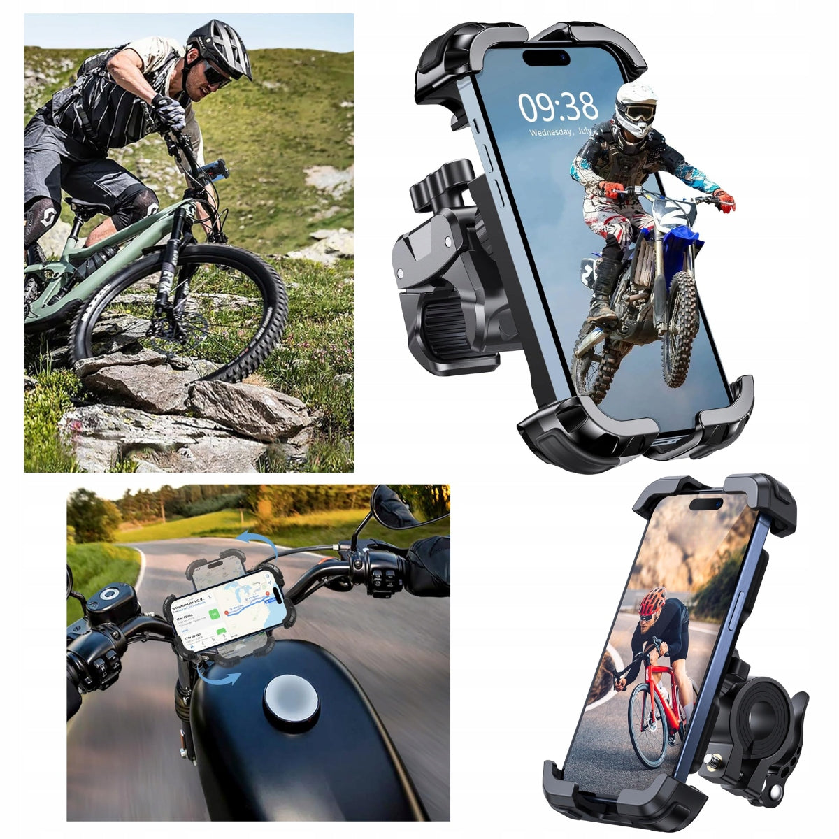 Bicycle Scooter Holder Quad For Universal Phone 360° Anti-Shock Brand CosmoTel