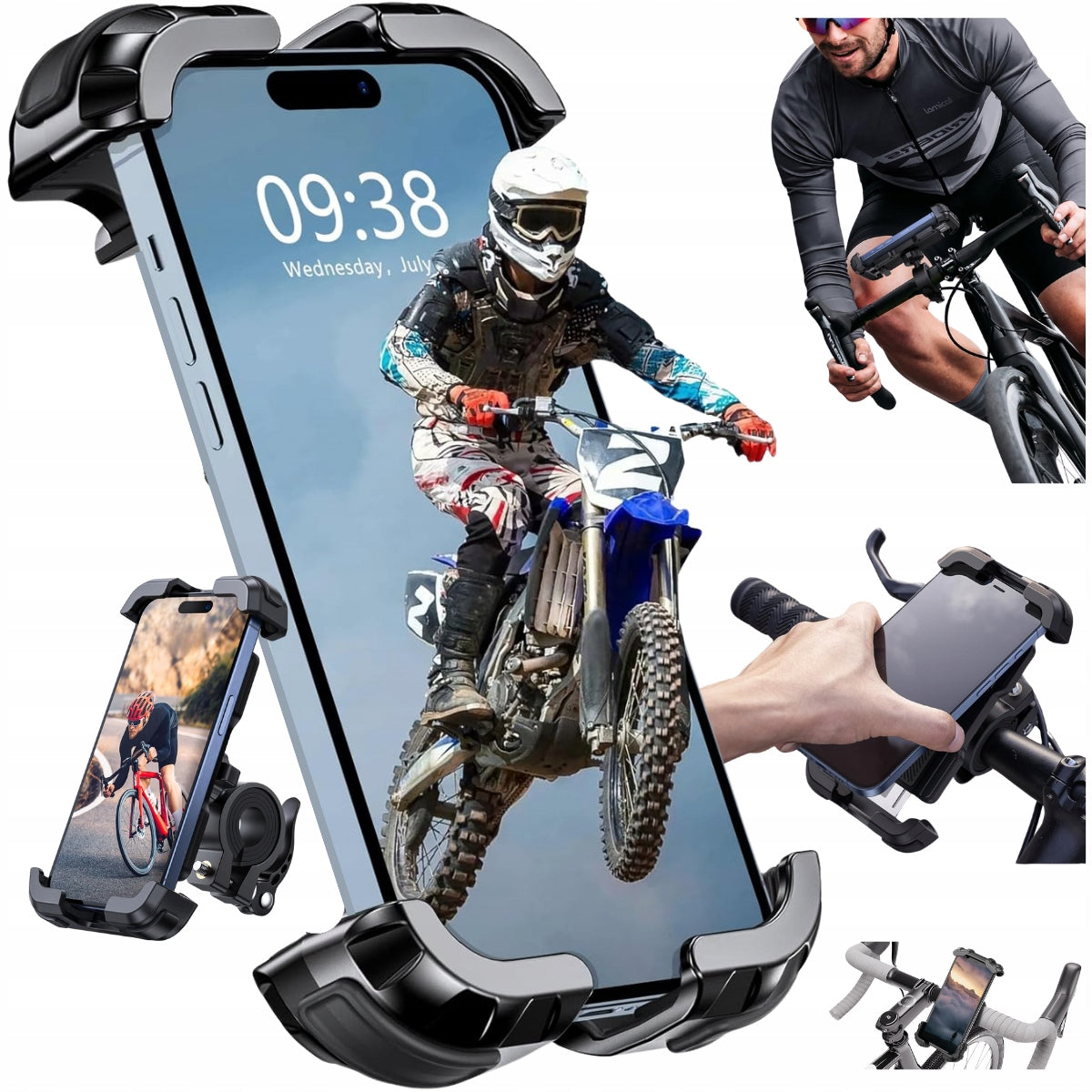Bicycle Scooter Holder Quad For Universal Phone 360° Anti-Shock