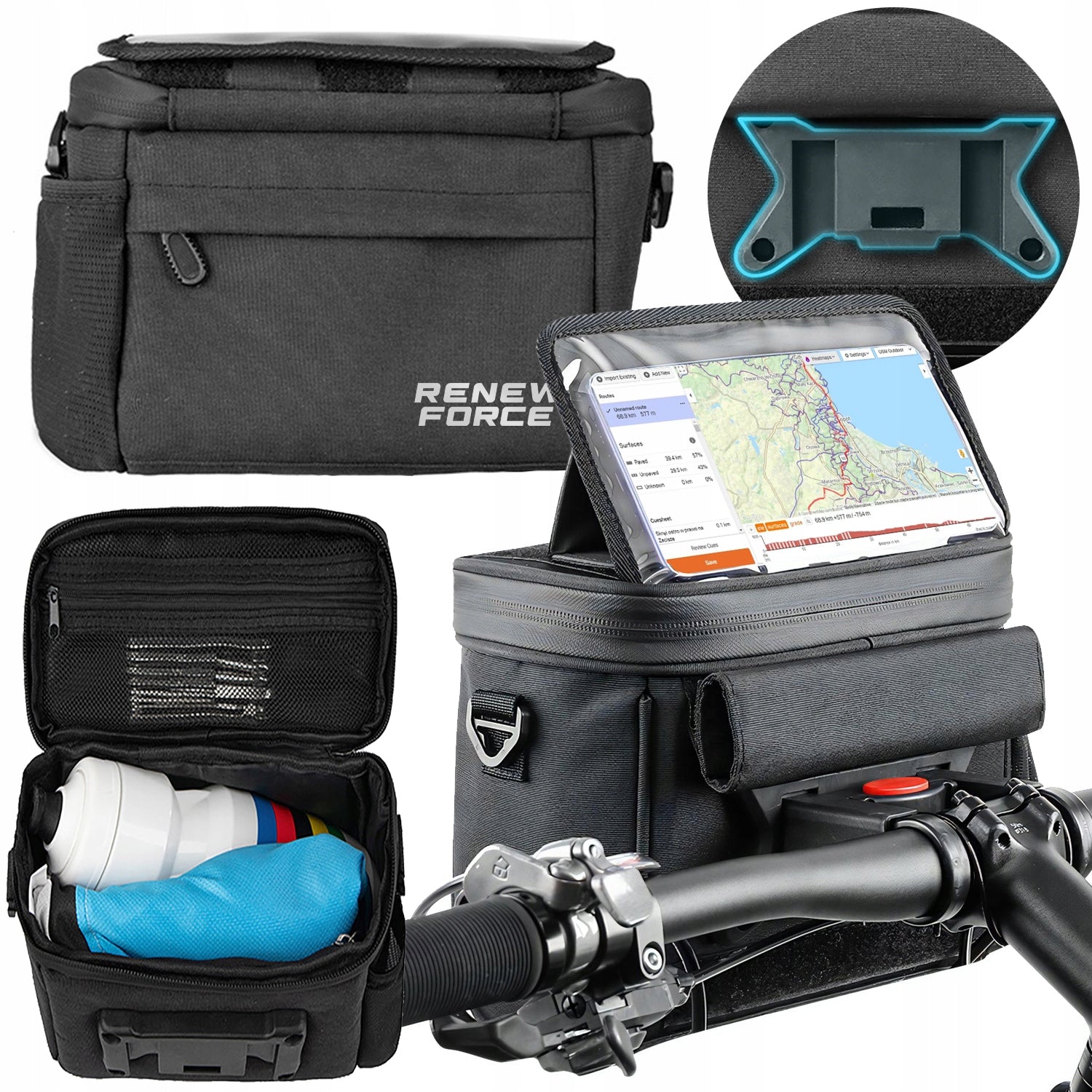 Bicycle Steering Wheel Bag Pouch Phone Holder Maps GPS Navigation