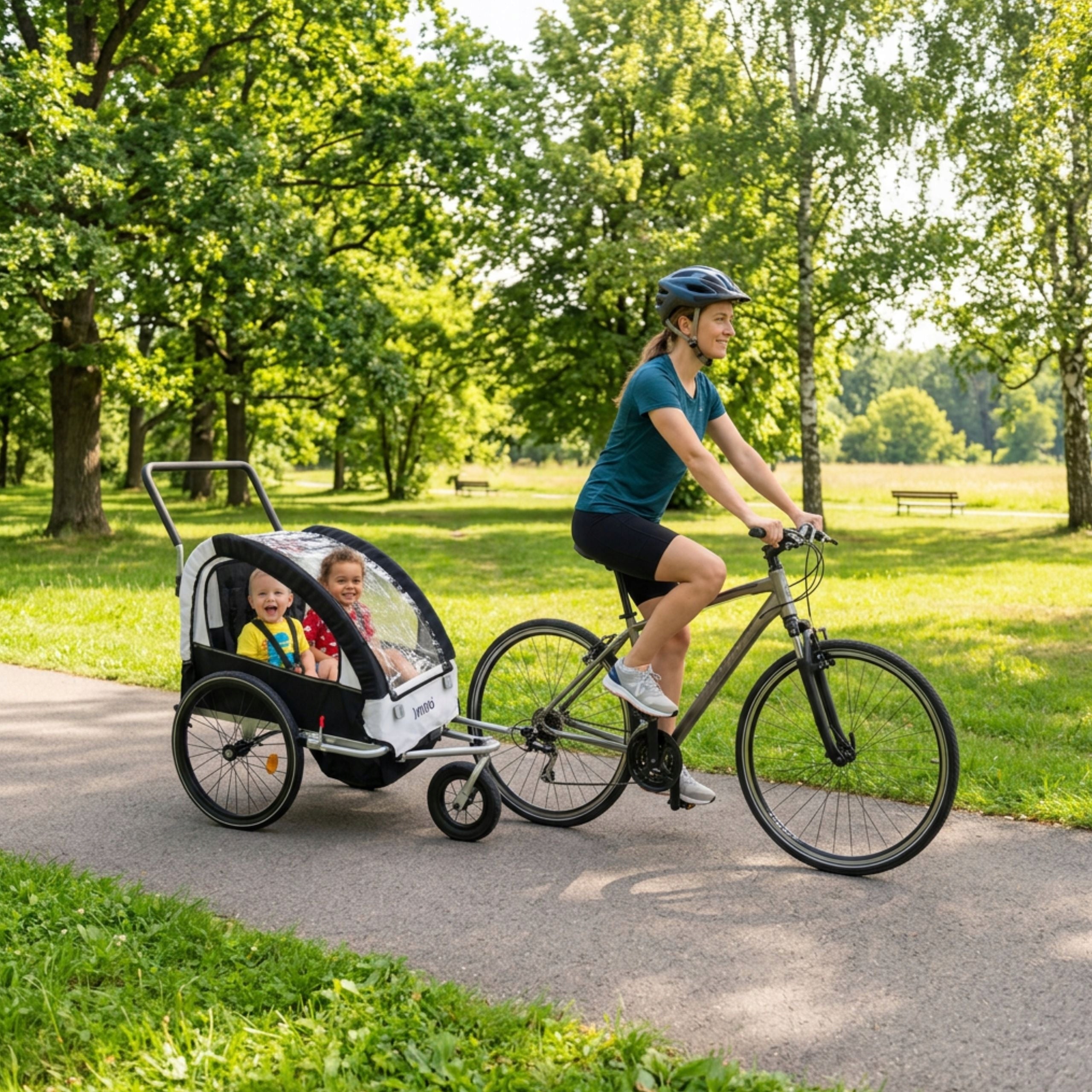 Bicycle Trailer for Children Artnico Black and white 3in1 Folding wheel 360 Packaging status original