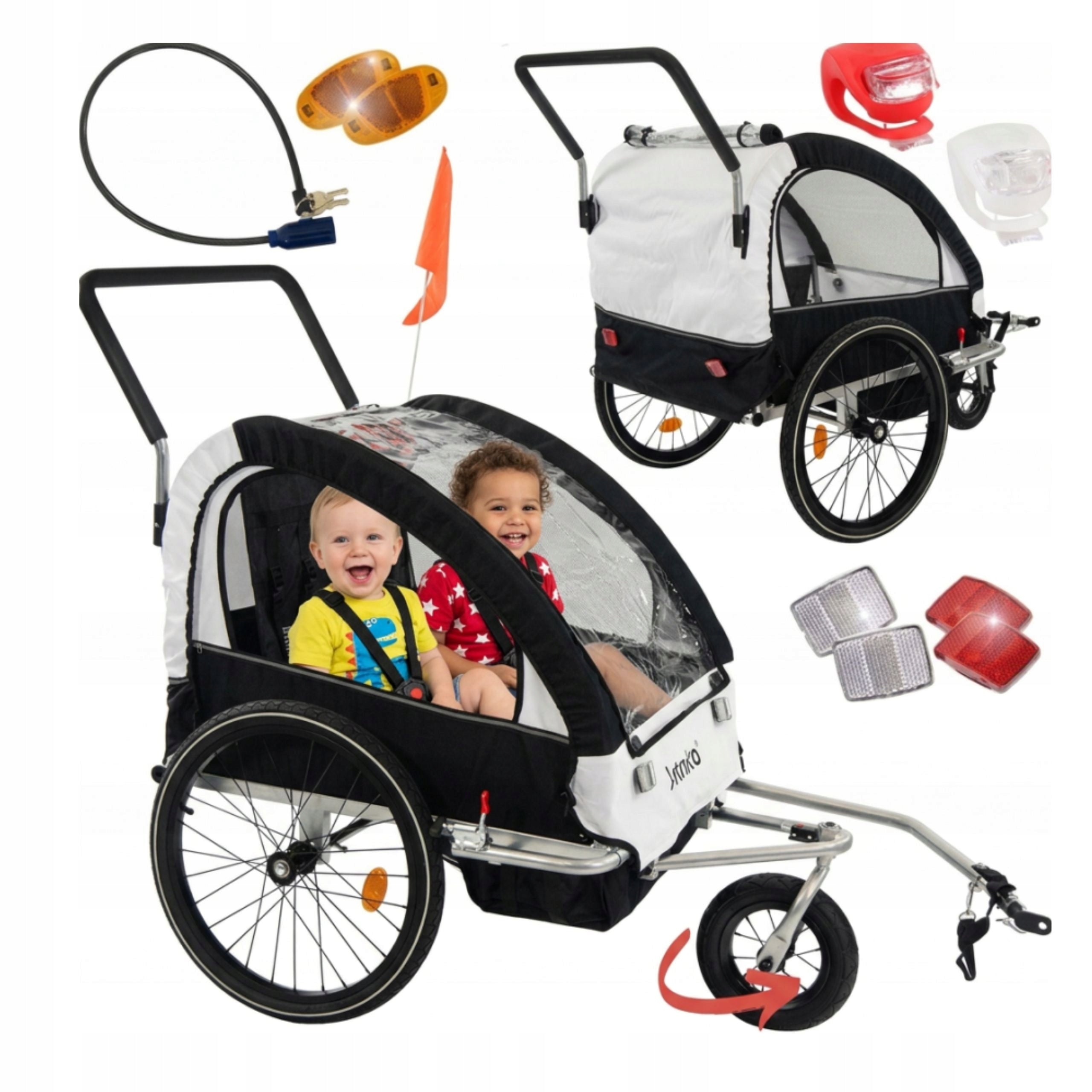 Bicycle Trailer for Children Artnico Black and white 3in1 Folding wheel 360