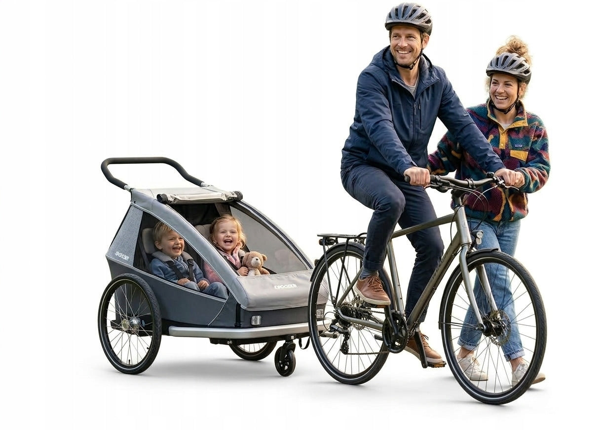 Bicycle Trailer for Children Double 2in1 Croozer Kid Keeke 2 Grey