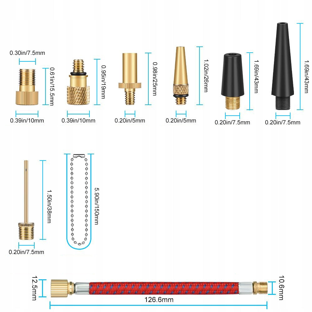 Bicycle Valve Adapter Handheld Gold Metal With Pumping Hose Brand no brand