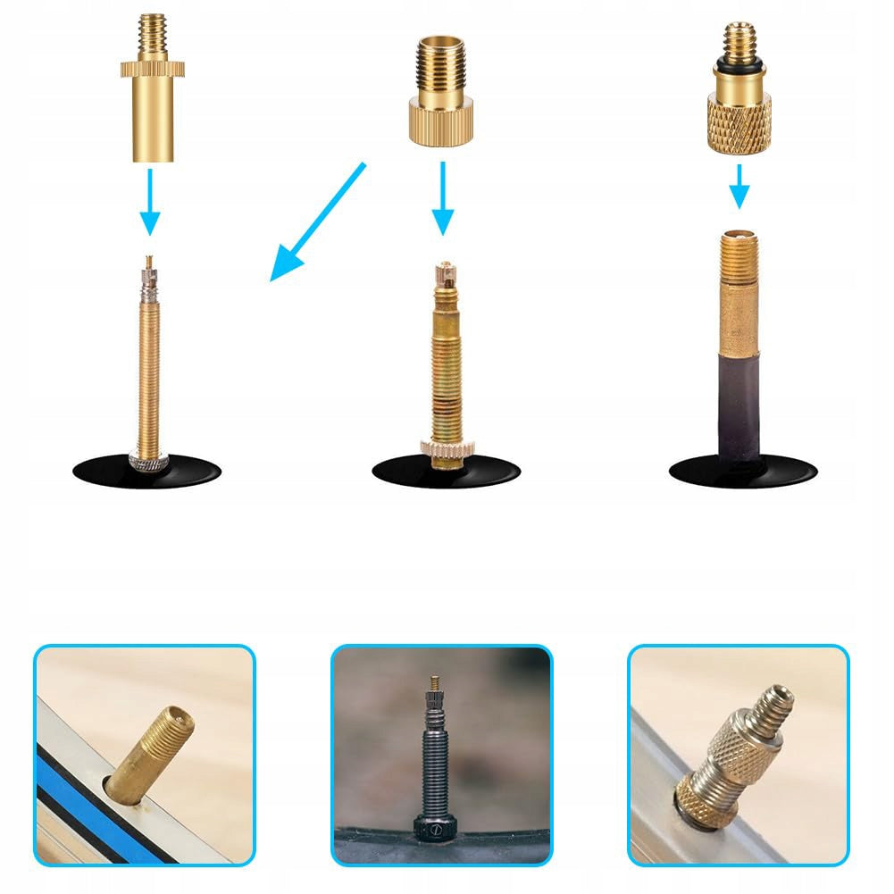 Bicycle Valve Adapter Handheld Gold Metal With Pumping Hose Manufacturer code Adaptery do pompki zawory do pompowania opon