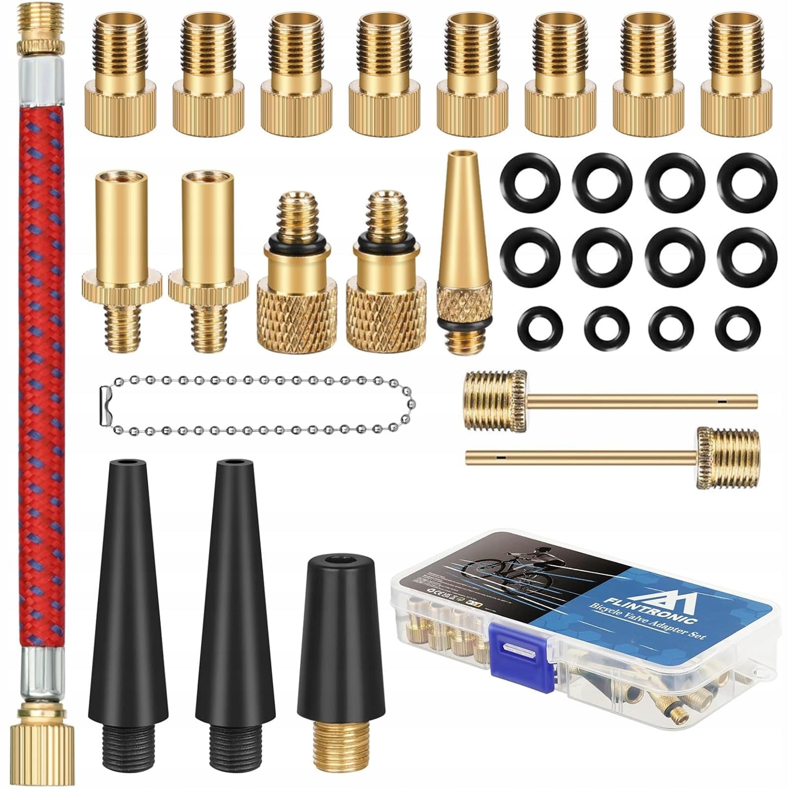 Bicycle Valve Adapter Handheld Gold Metal With Pumping Hose
