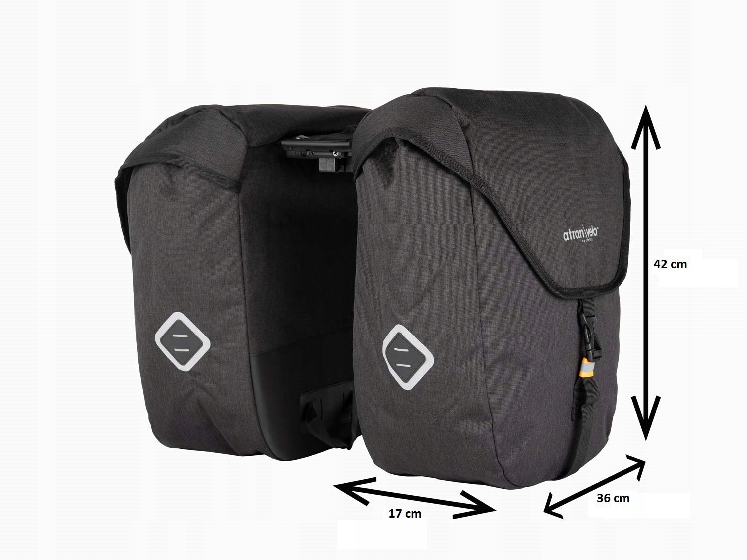 Bicycle bag / double compartment pouch for trunk DOUBLE PANNIERS ATRANVELO Brand AtranVelo